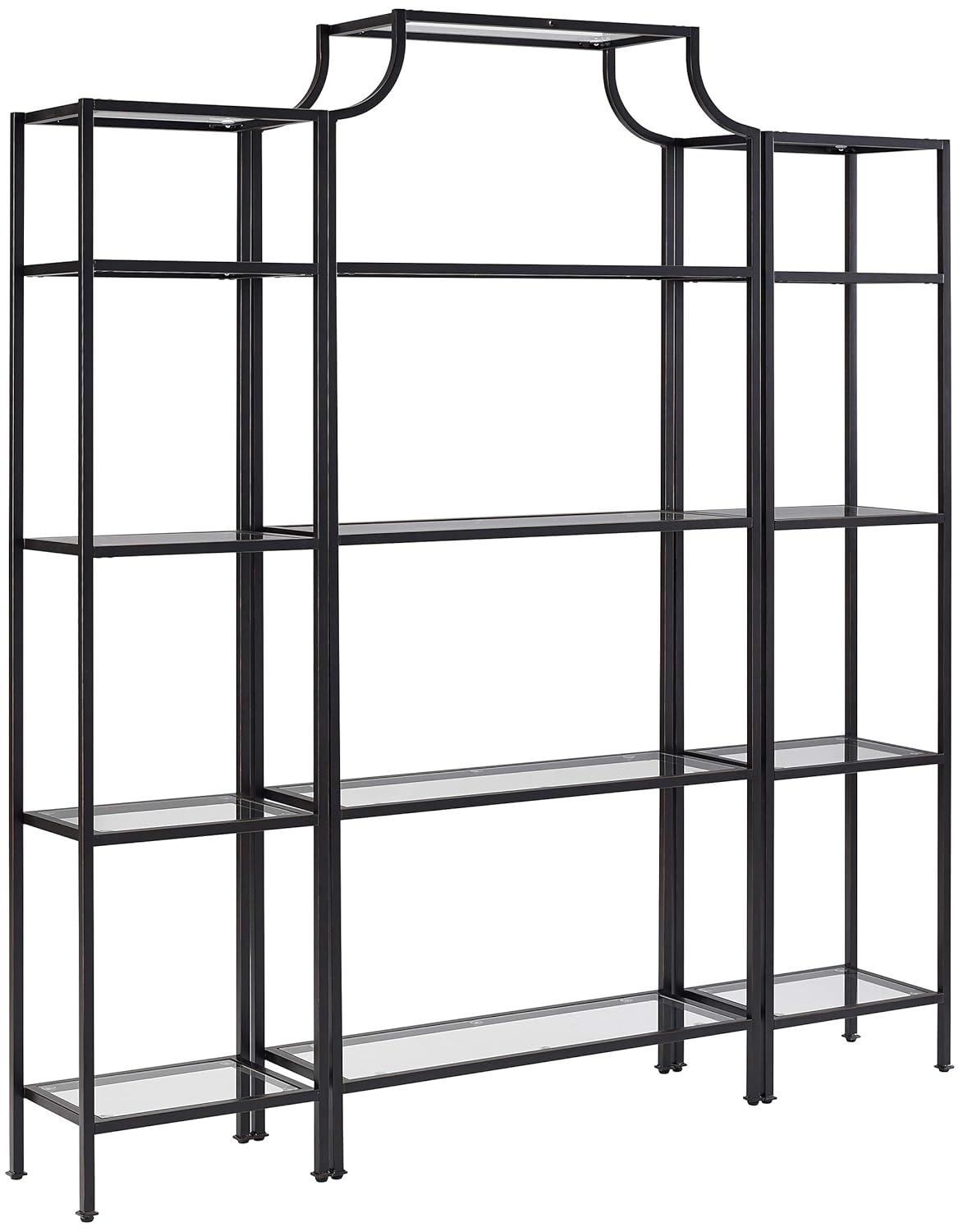 80.5" 3pc Aimee Narrow Etagere Set Oil Rubbed Bronze - Crosley: Tempered Glass Display, Steel Frame, Fixed Shelves