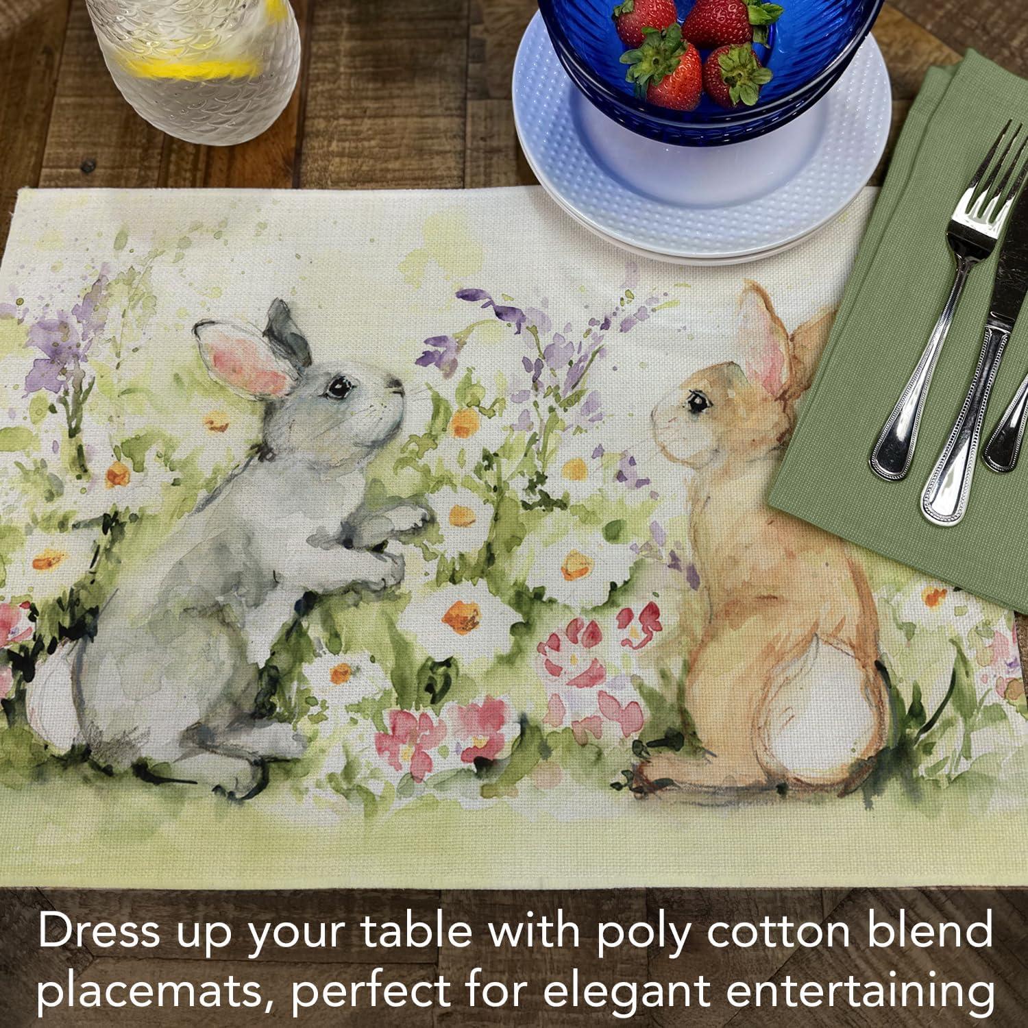 Highland Home "Bunny Garden" 4-Pack Cotton Blend Washable Placemats