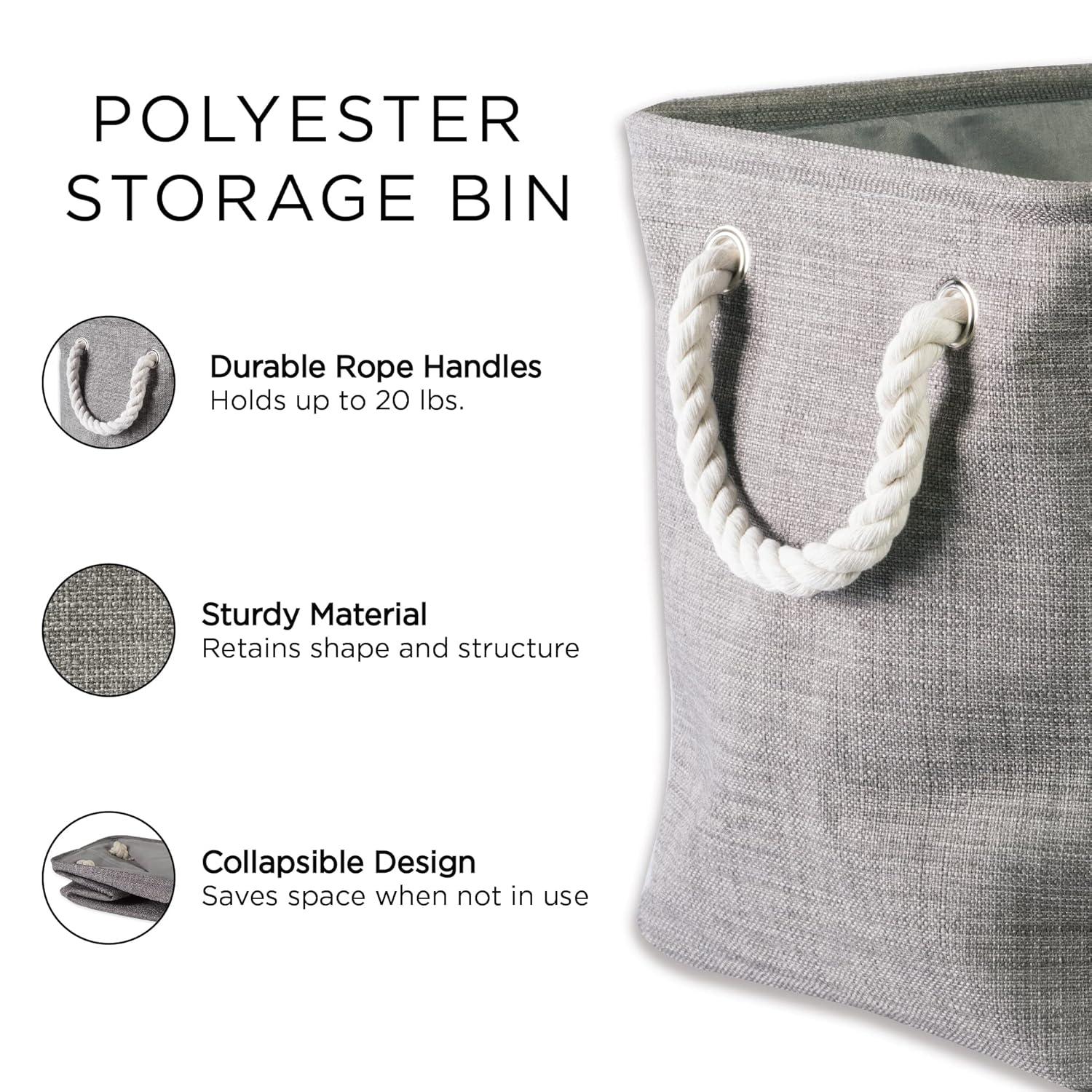 Design Imports Polyester Bin Herringbone Gray Square 13X13X13