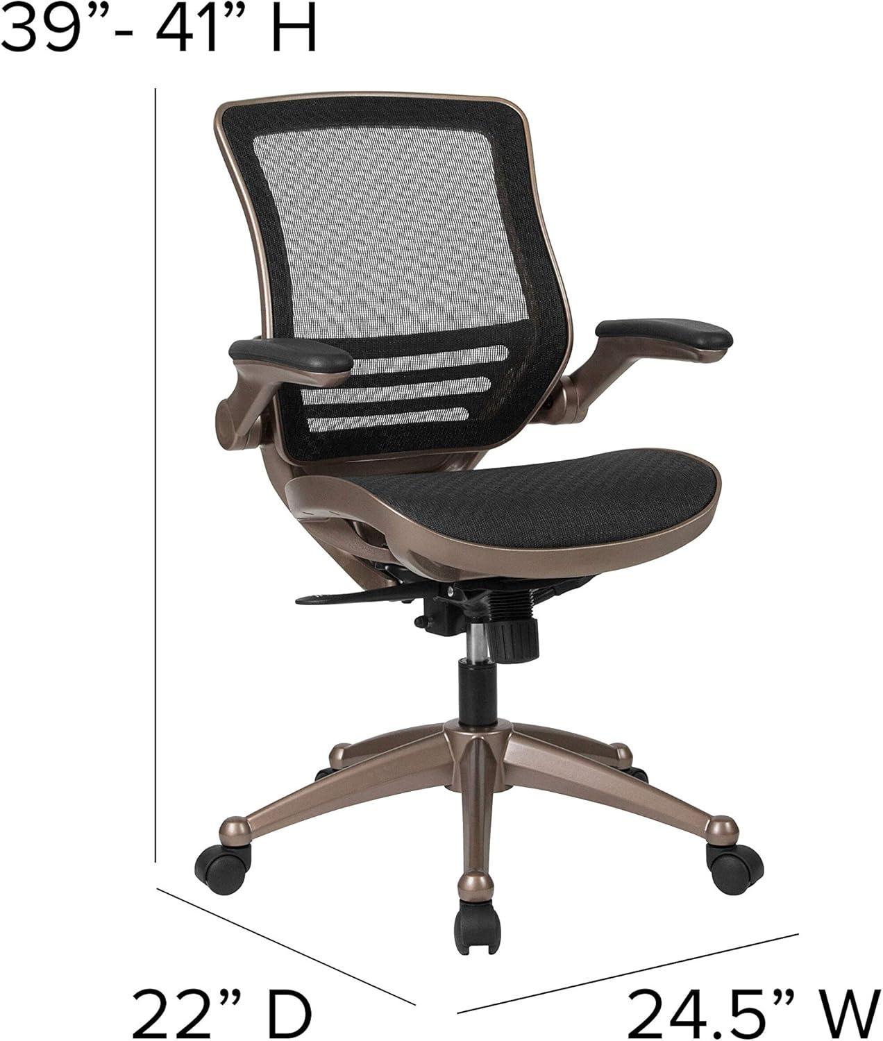 Flash Furniture Mid-Back Transparent Mesh Executive Swivel Office Chair with Flip-Up Arms