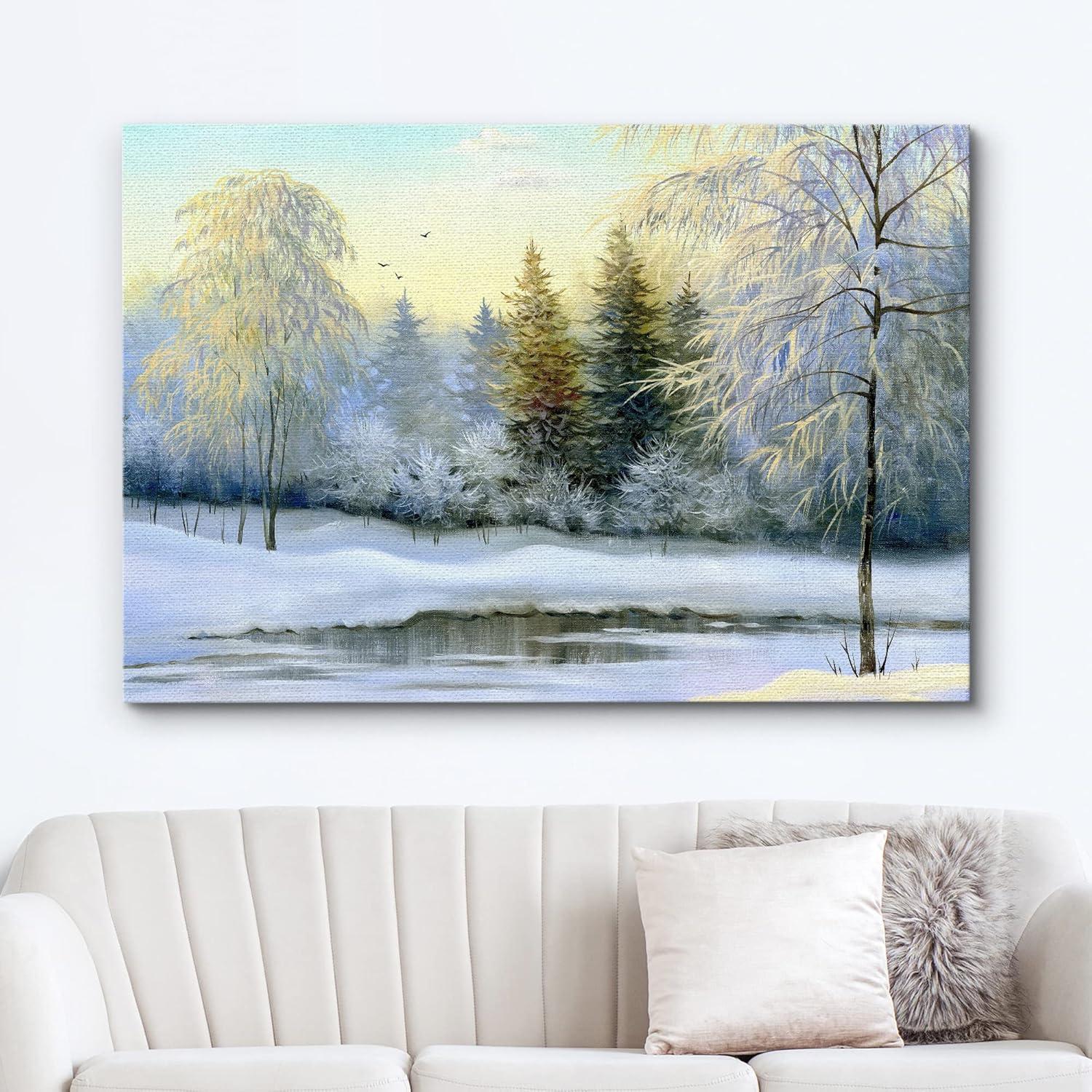 Winter Forest Landscape Canvas Print Wall Art 24"x36"