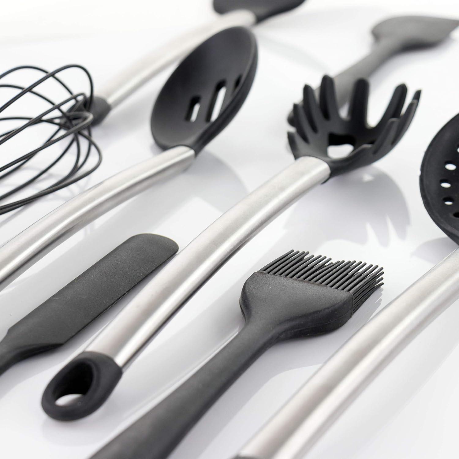 MegaChef 14 Piece Gray Silicone and Stainless Steel Cooking Utensils