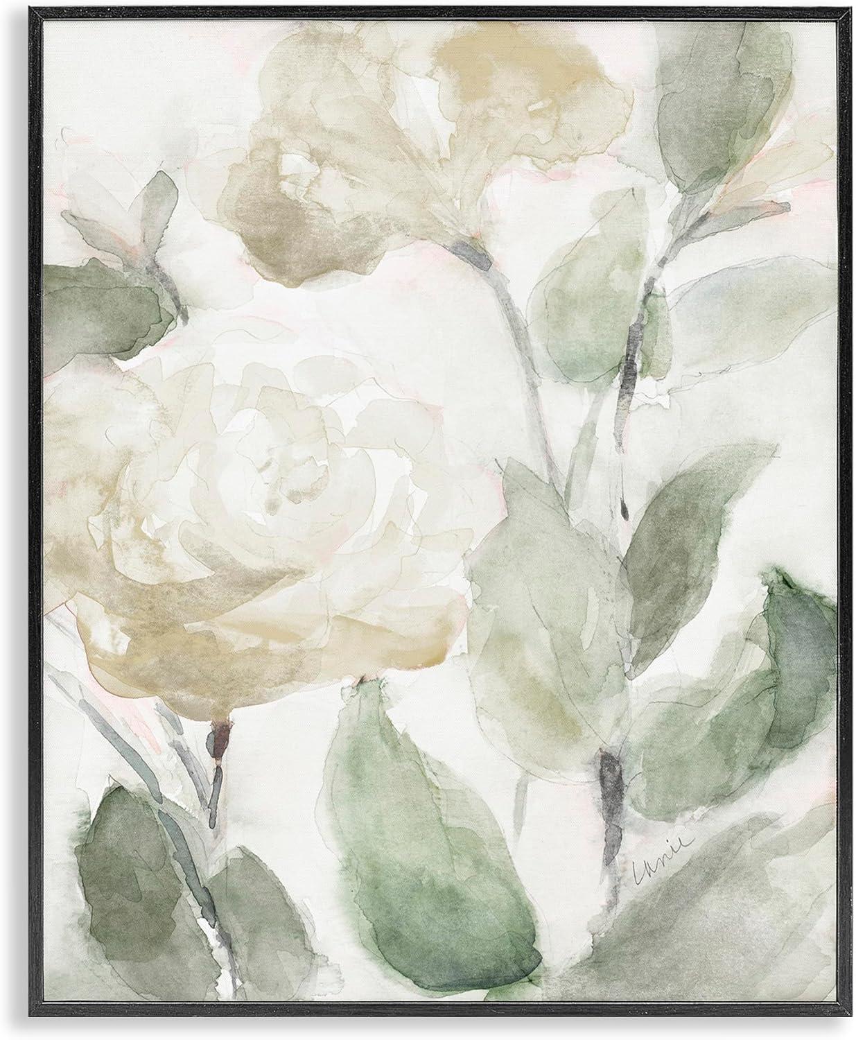 Stupell Industries Soft Edge White Roses Blooming Charming Abstract Florals