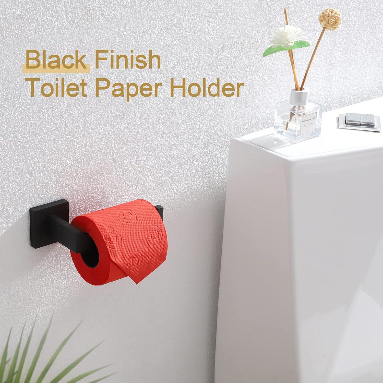 KOKOSIRI Black Toilet Paper Holders Bathroom Toilet Paper Roll Holder SUS304 Stainless Steel Contemporary Wall Mounted Matte Black B2003BK