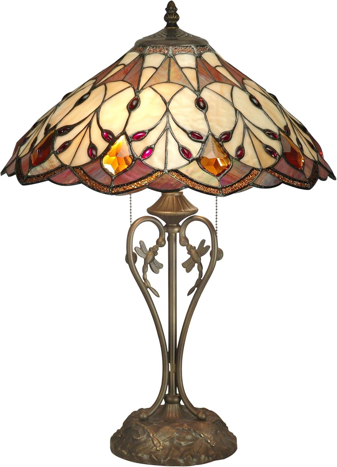 Marshall Antique Bronze Edison Table Lamp with Stained Glass Shade