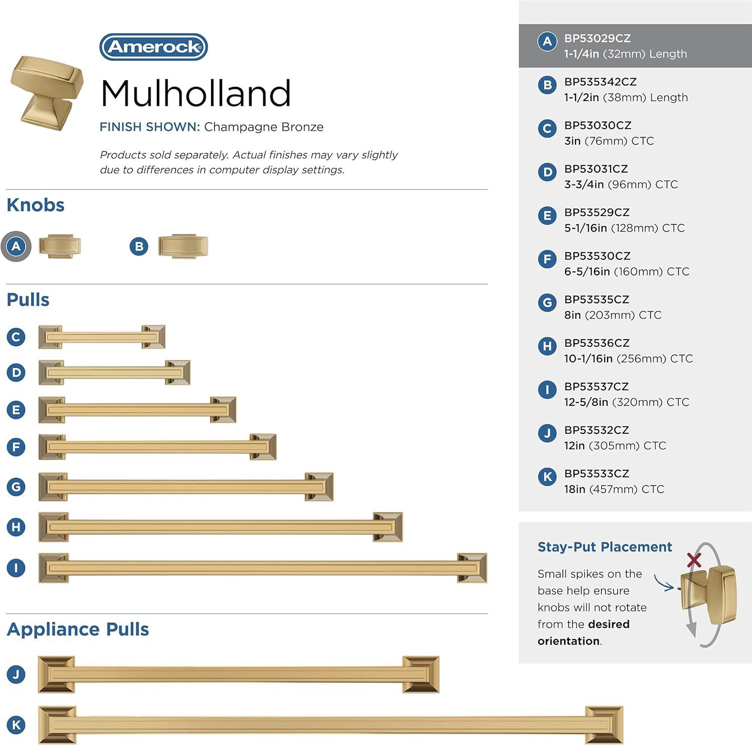 Mulholland 1 1/4" Length Bar Knob