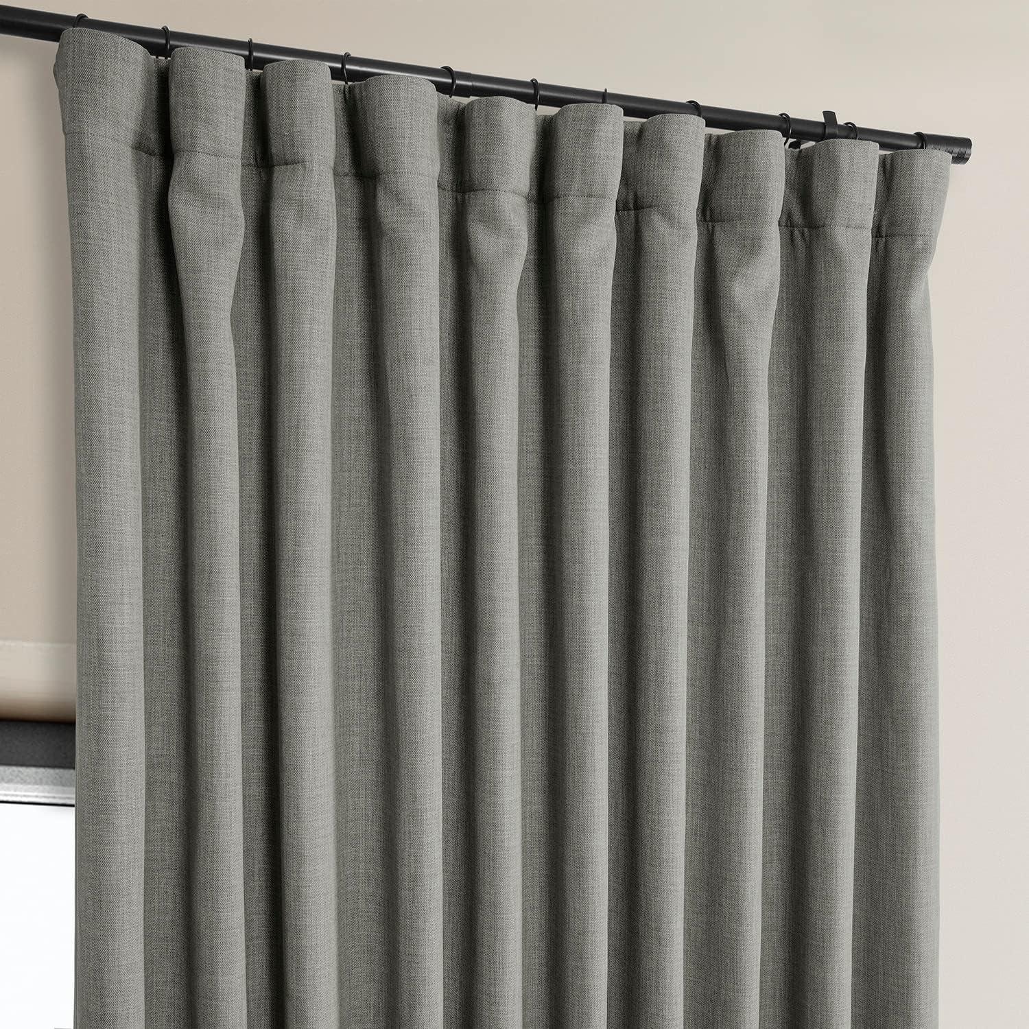 Faux Linen Textured Room Darkening Curtains for Bedroom & Living Room Curtains - Single Panel drapes