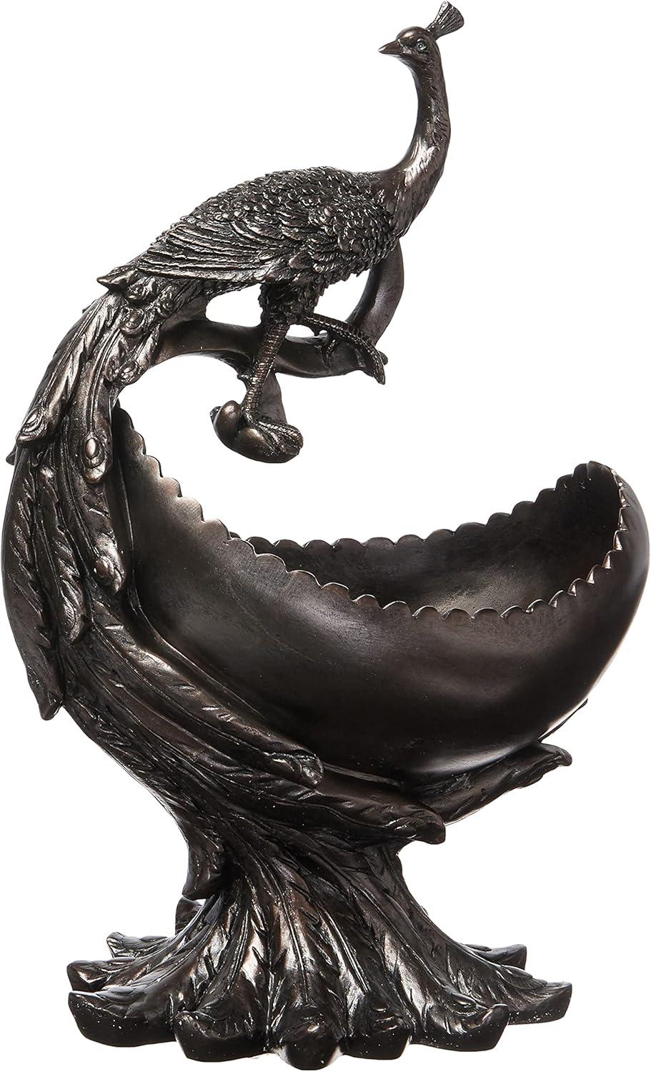 Peacock's Bounty 20" Resin Centerpiece Bowl in Dark Bronze