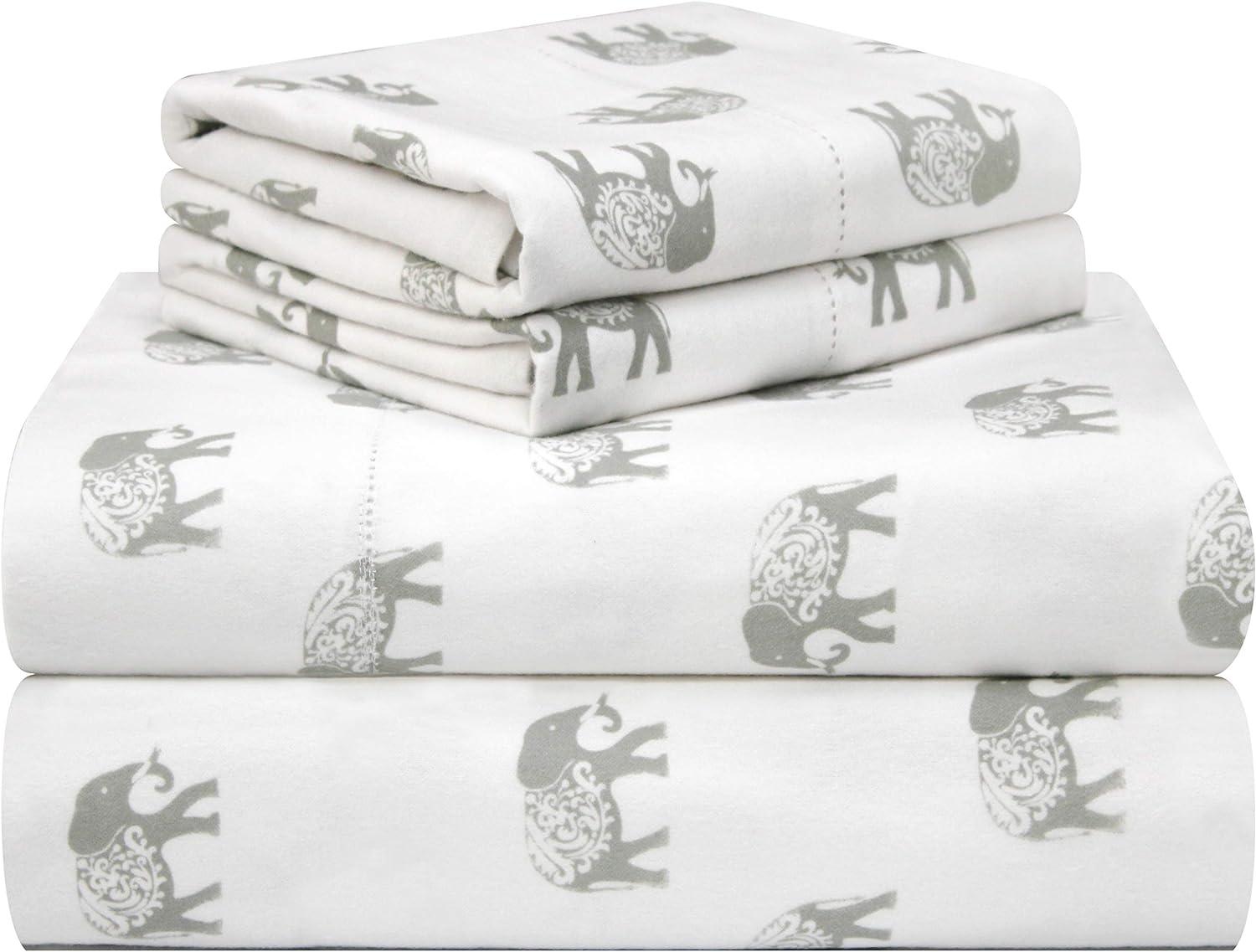 Pointehaven Flannel Animal Print Sheet Set