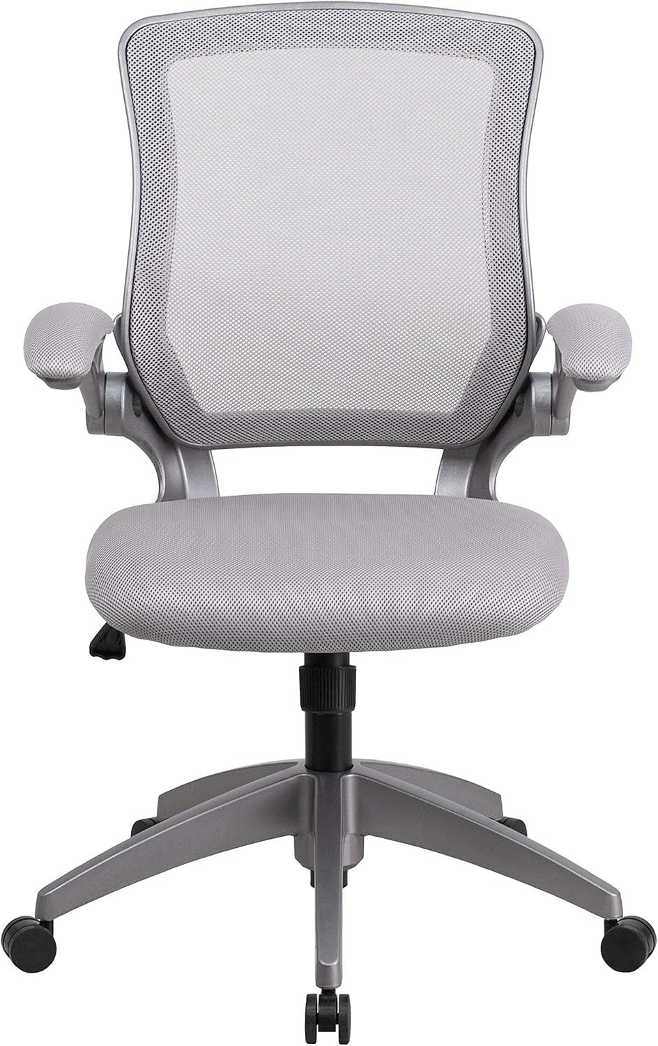 Ergonomic Mid-Back Gray Mesh Executive Swivel Office Chair with Adjustable Arms