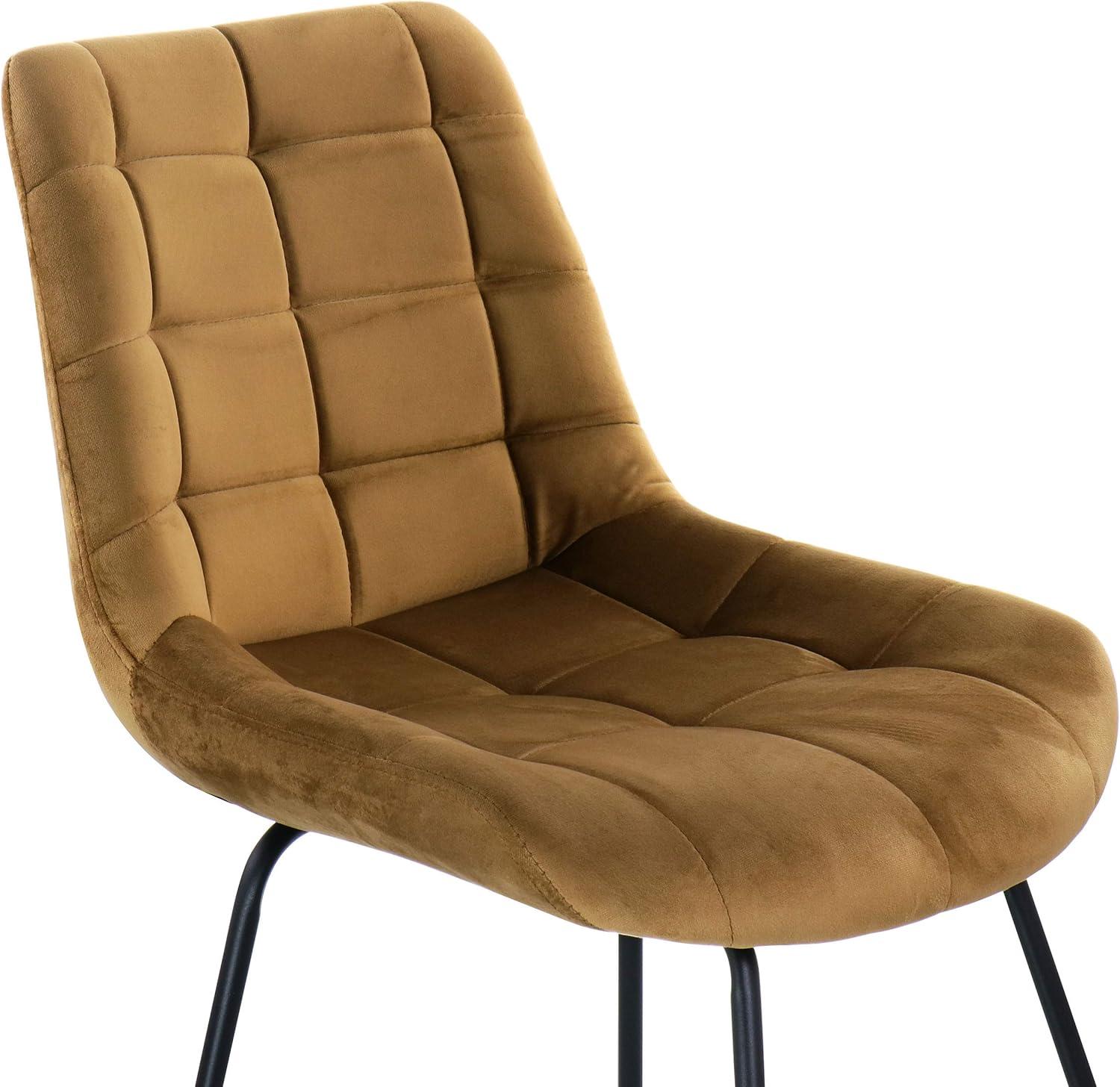 Elama Tufted Chair in Brown with Metal Legs (Set of 2)