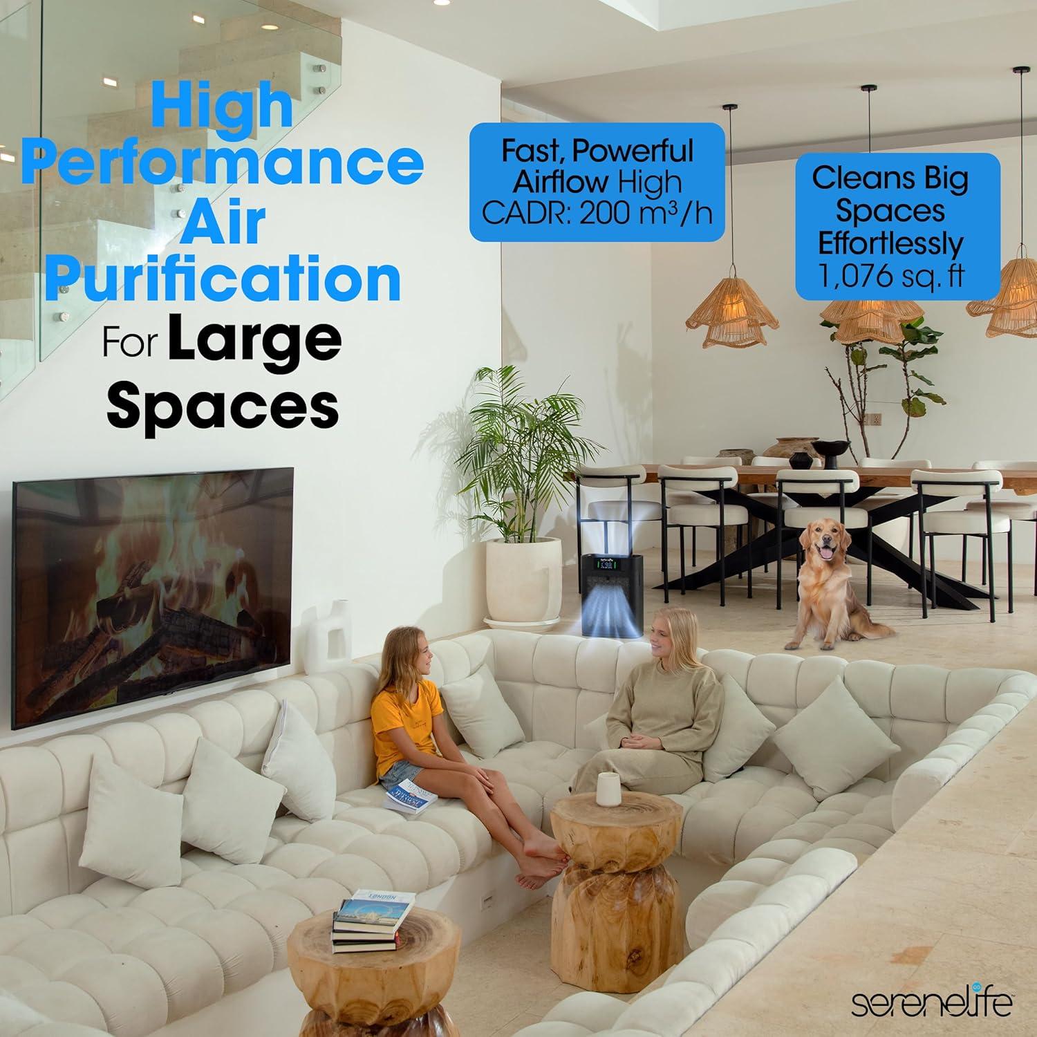 Smart Air Purifier for Home with WiFi Control, HEPA Filter + Real-time Air Quality Monitoring