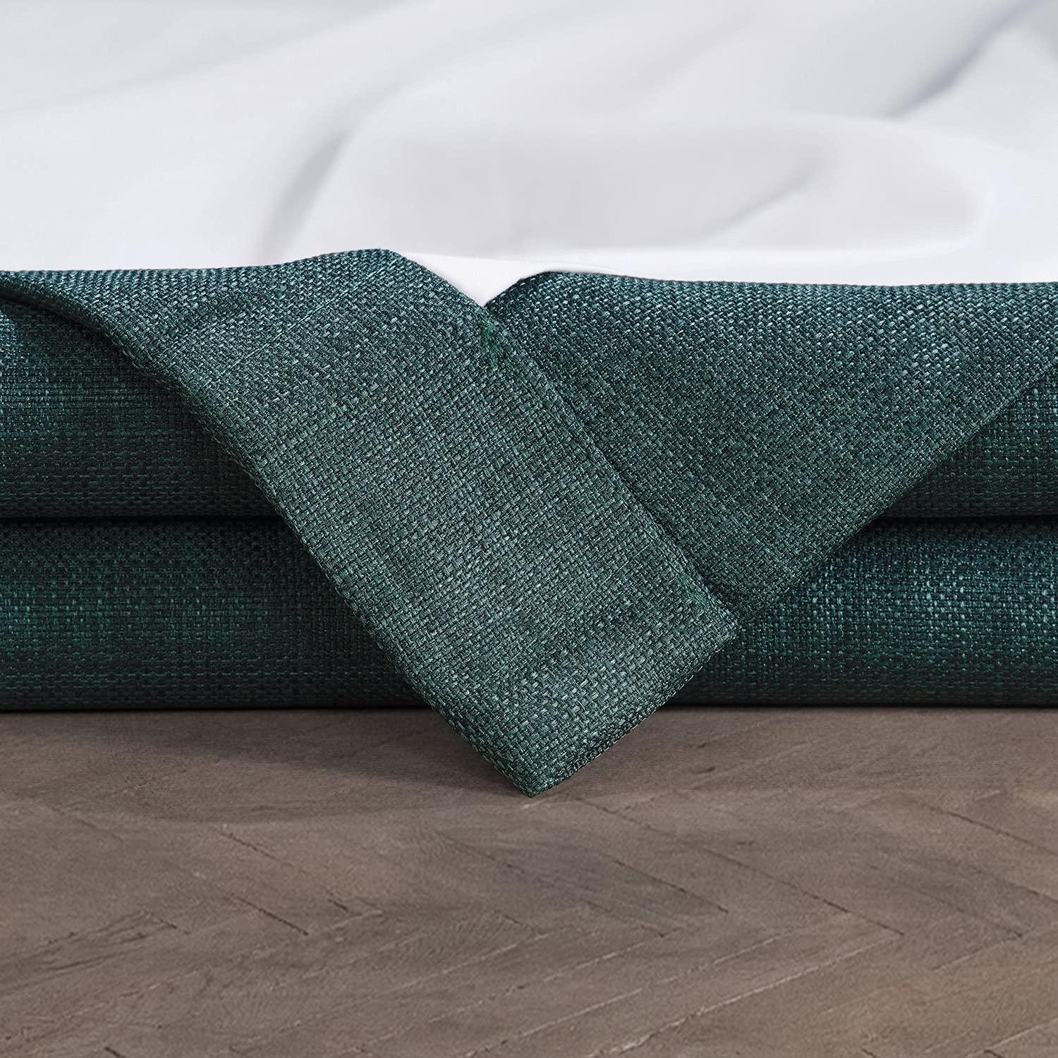 HPD Half Price Drapes Empire Green Italian Faux Linen Room Darkening Curtains with Rod Pocket - 1 Panel - Window Curtains for Living Room & Curtains for Bedroom, 50W X 108L