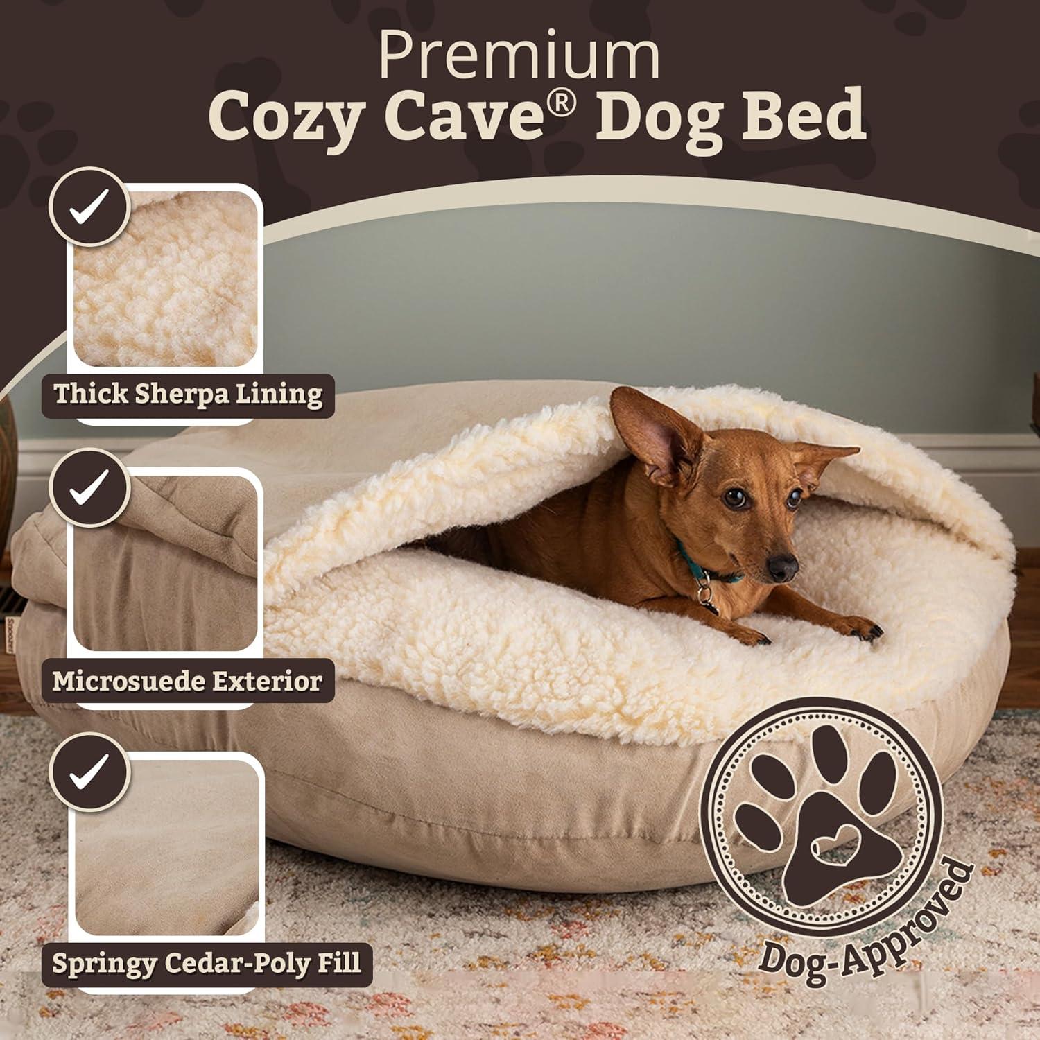 Snoozer Cozy Cave Luxury Hooded Microsuede Pet Bed