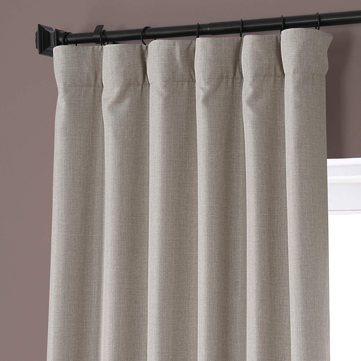 Safari Tan Faux Linen Blackout Curtain Panel, 50W x 108L