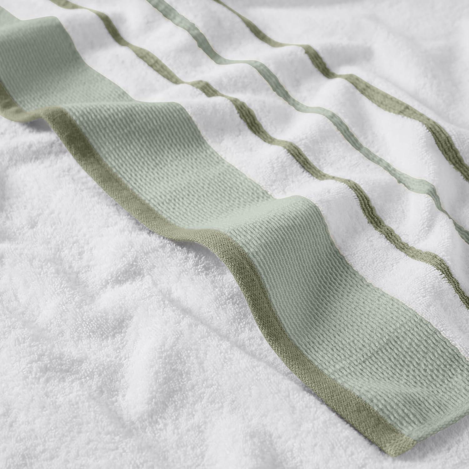 Combed Cotton Decorative Quick-Dry Towel Set (2 Pack Bath Sheet, Desert Sage Green / Moss Green)