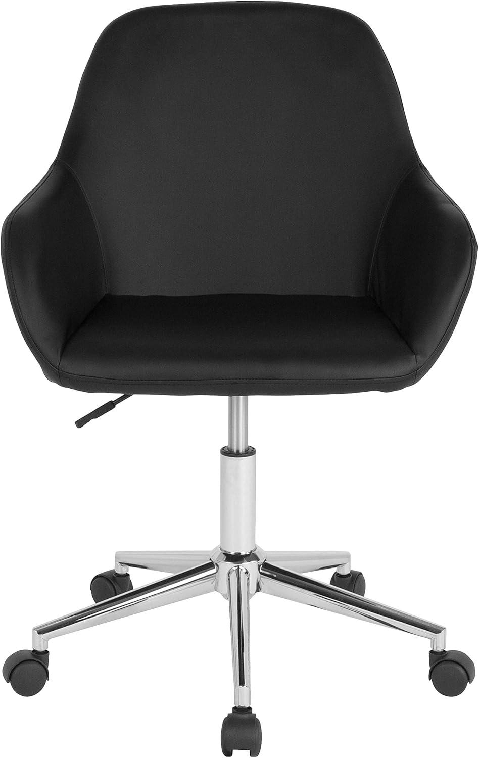 Black LeatherSoft Mid-Back Ergonomic Swivel Task Chair