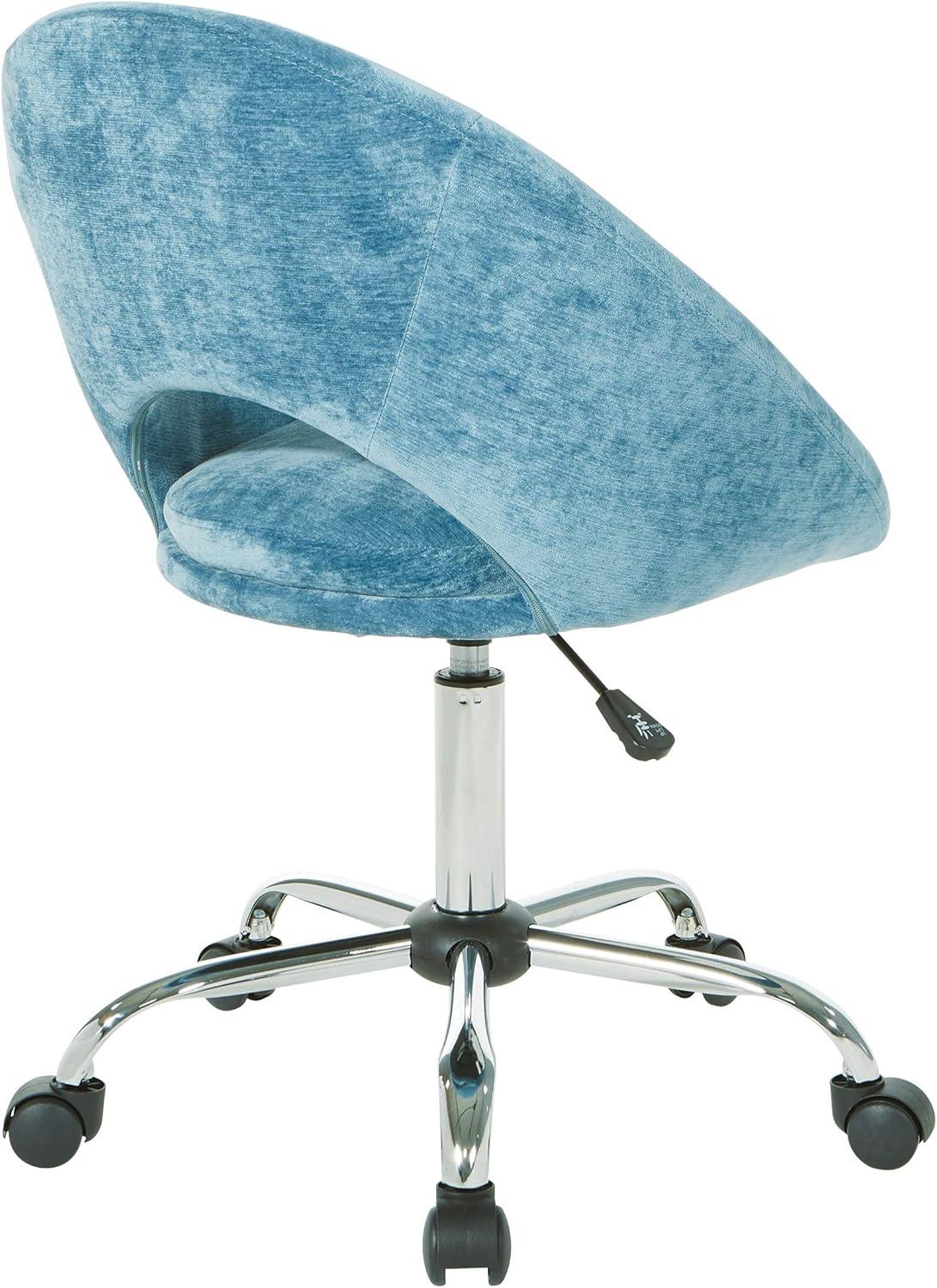 Royal Blue Chrome Swivel Office Chair with Padded Scoop Seat