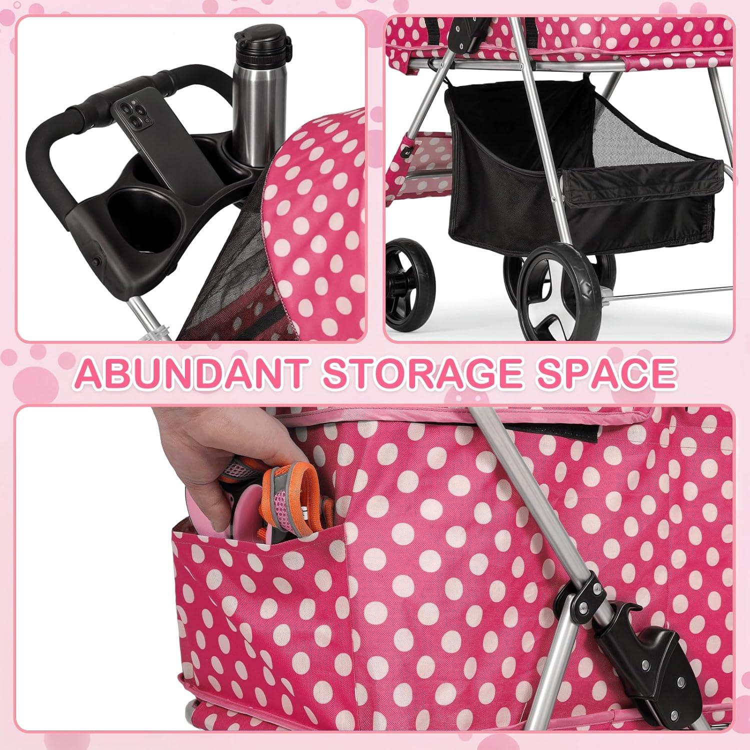 3-In-1 Pet Stroller Foldable Pet Stroller With Weather Cover Storage Basket For Dog Cat
