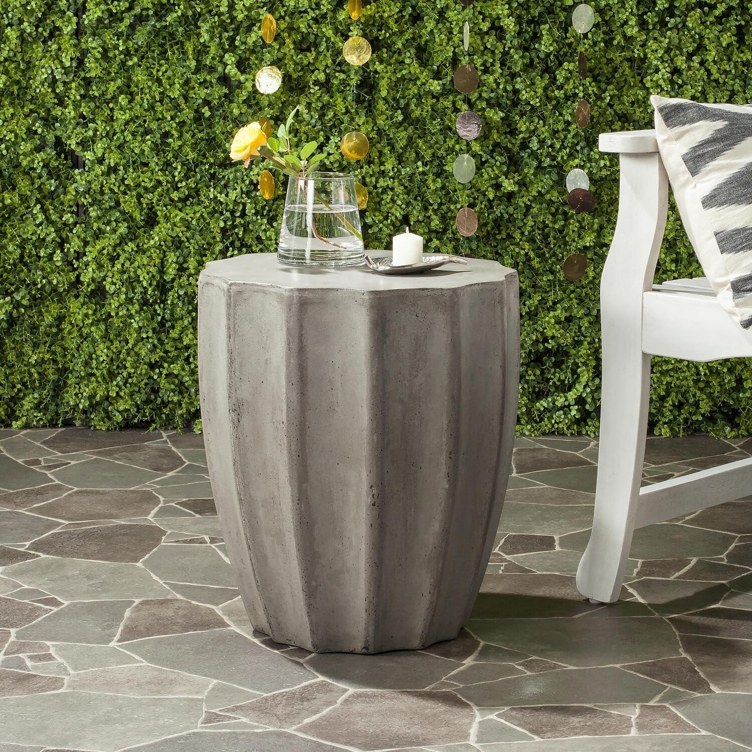 Jaslyn Concrete Indoor/Outdoor Accent Stool  - Safavieh