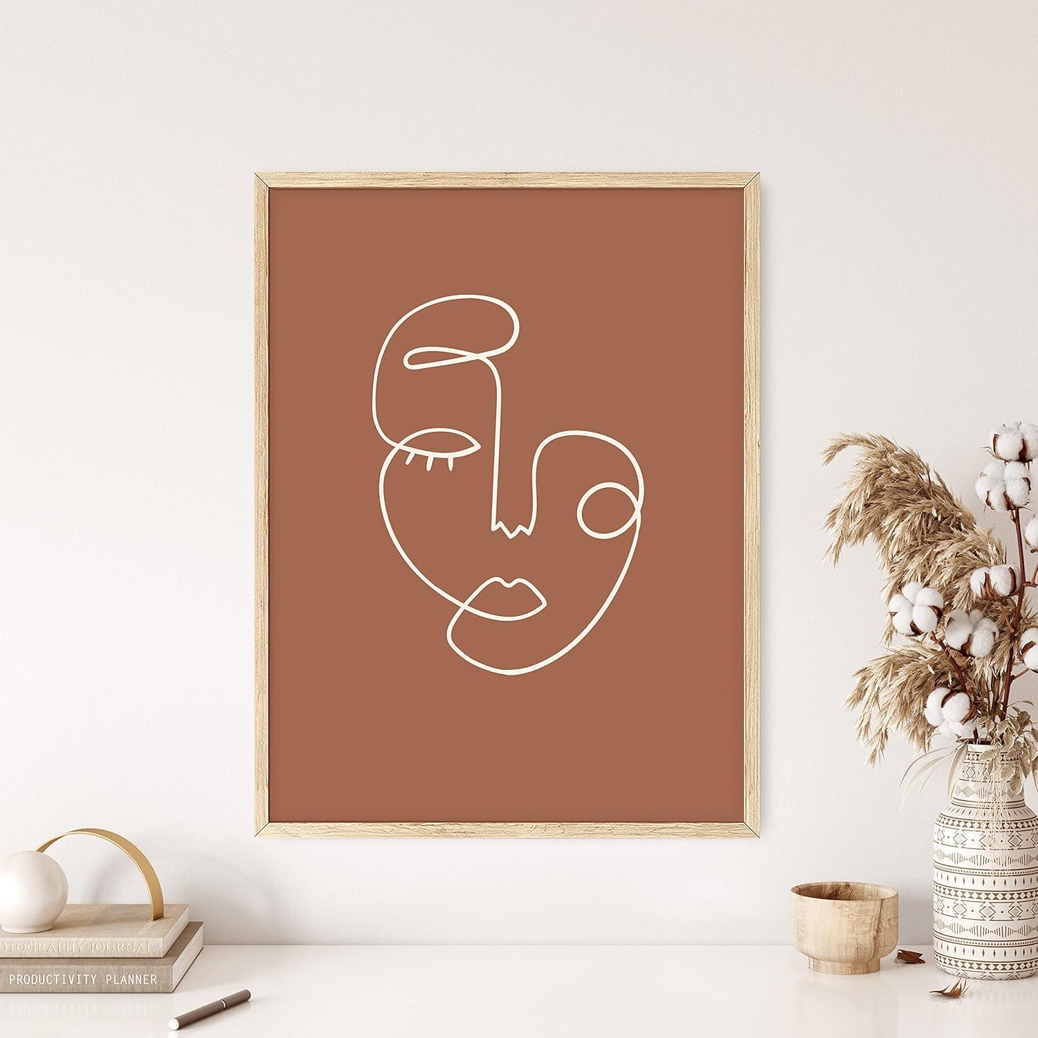 HAUS AND HUES Woman Drawing Line Art Wall Decor - Female Figure Wall Art | Silhouette Drawings Artwork Line Drawing Wall Art Minimalist Wall Decor | 12"x16" UNFRAMED