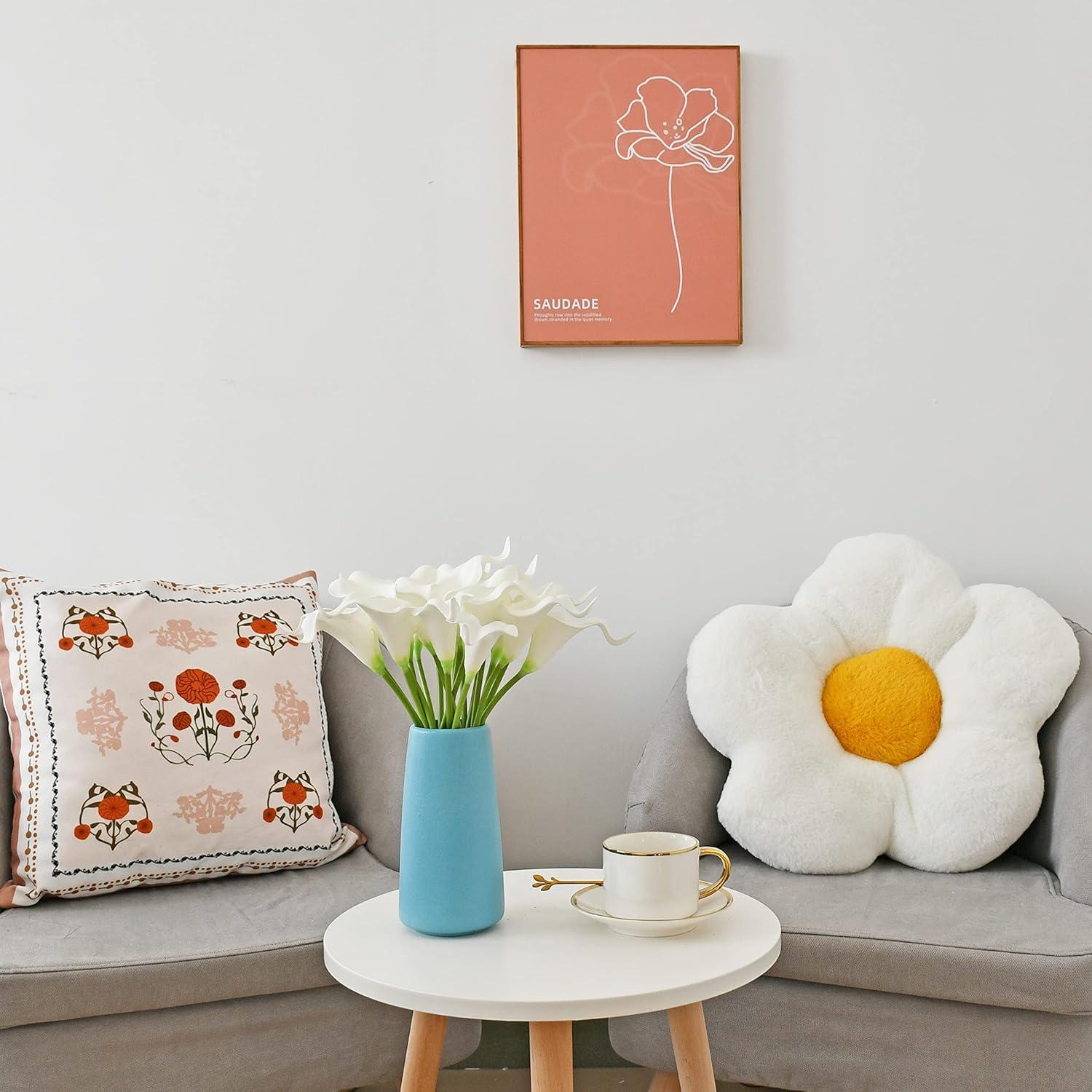 Namzi -a 20pcs Fake Flowers Artificial Calla Lily Silk Flowers 13.4 Inch for Mother's Day Easter Home Kitchen and Wedding (White)