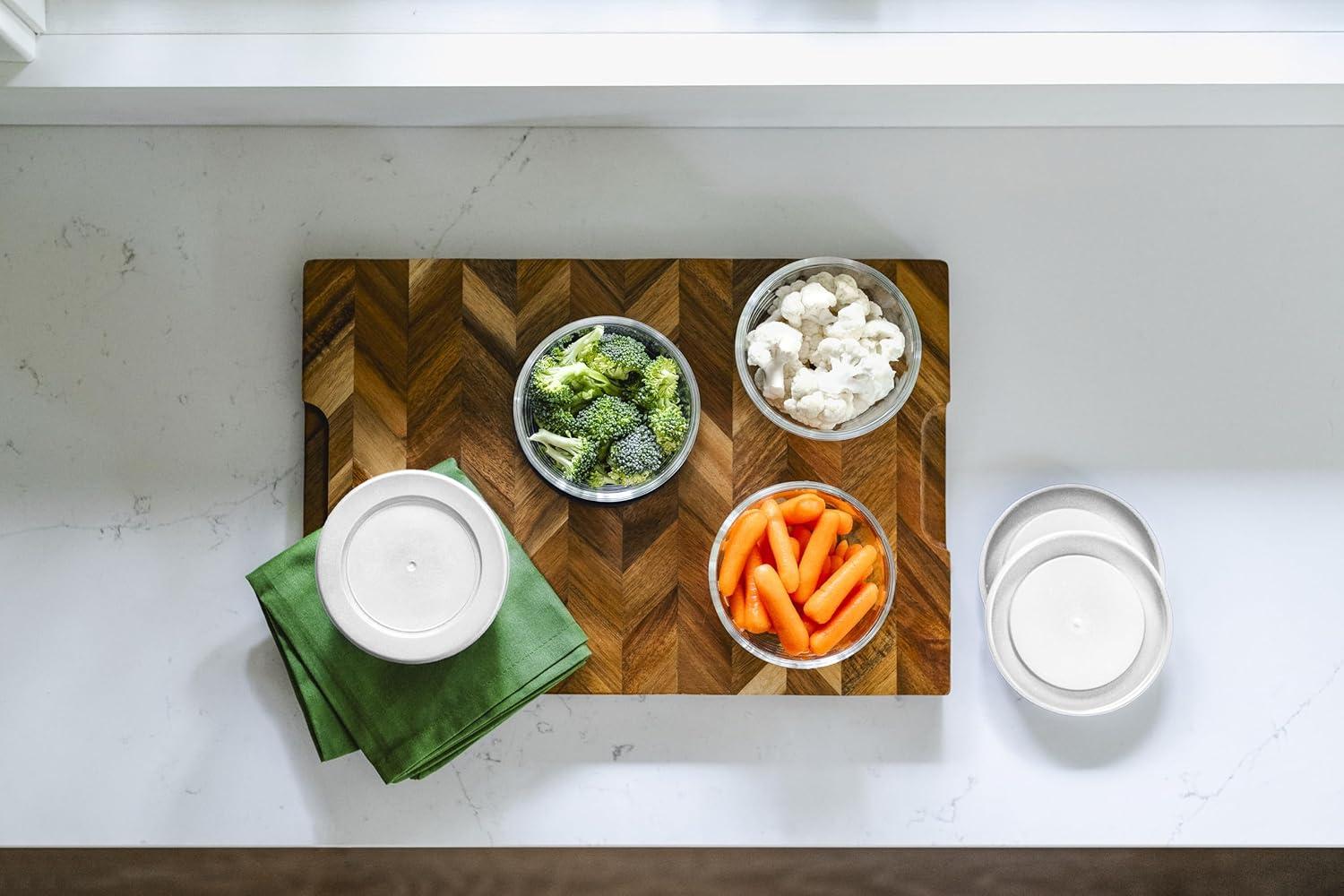 Dura Culina® 8pc 1 Cup Size Glass Food Round Storage Set - White