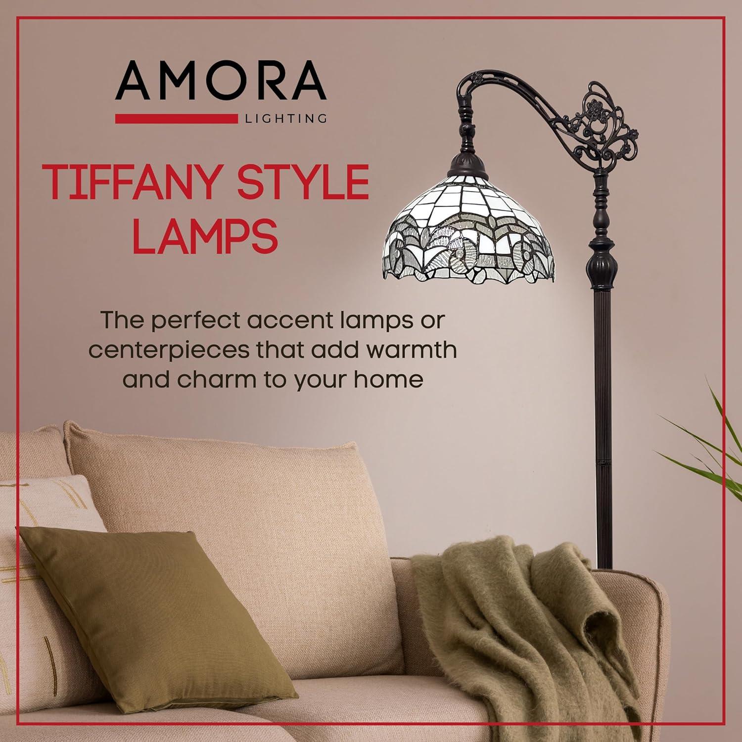 Amora Lighting Tiffany Style Jeweled Reading Floor Lamp 62" High