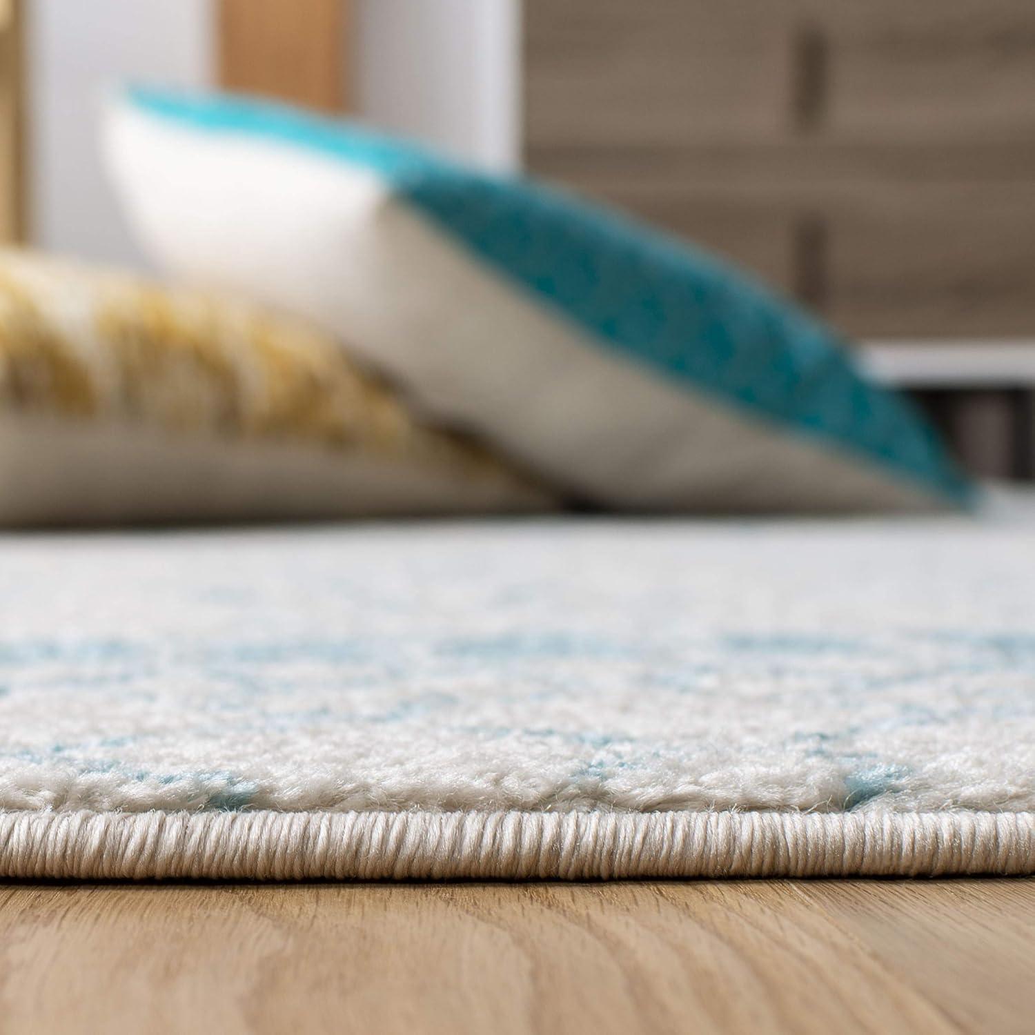 Tulum TUL229 Power Loomed Area Rug - Ivory/Turquoise - 8'x10' - Safavieh.