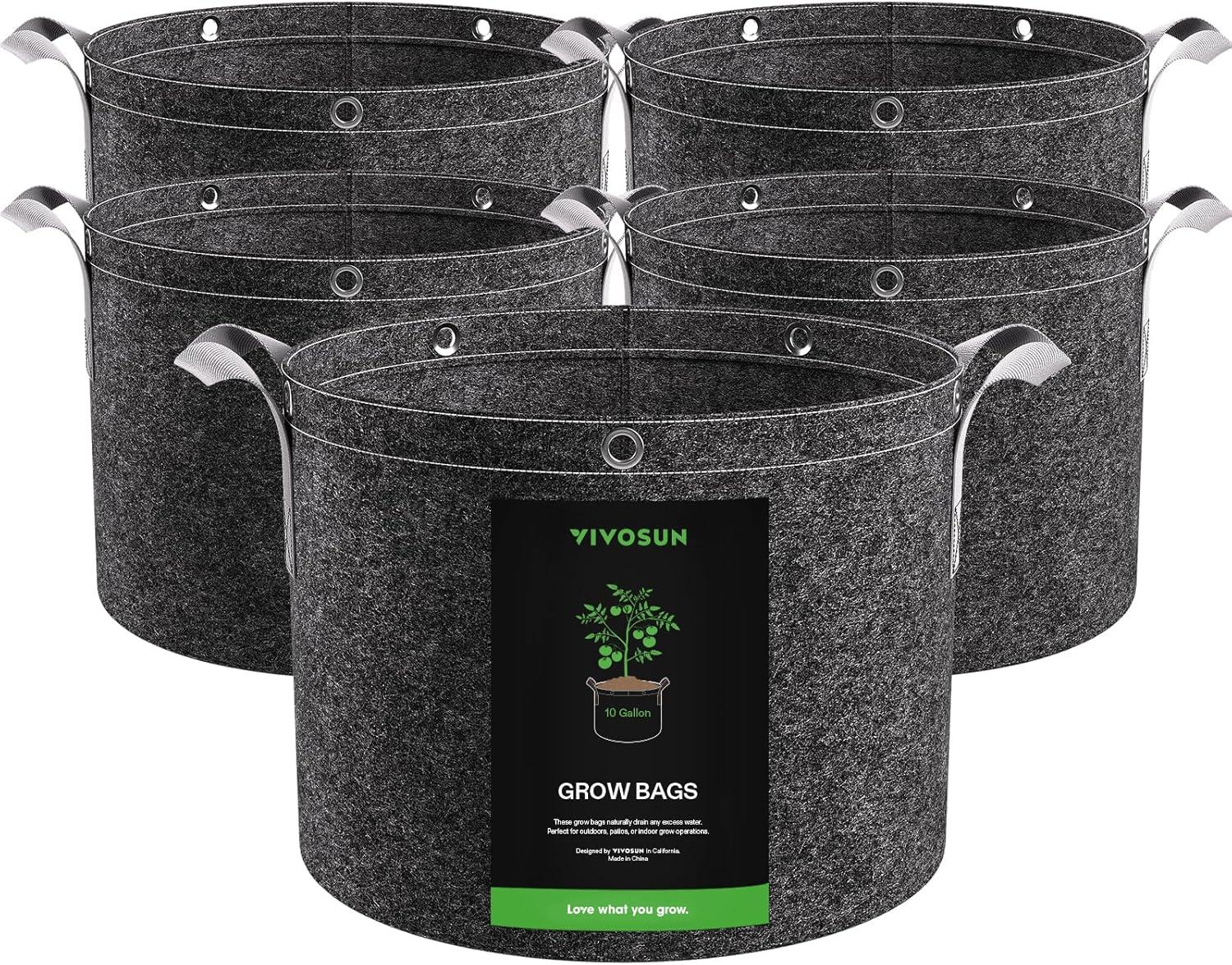 10 Gallon Black Nonwoven Fabric Grow Bags with Handles