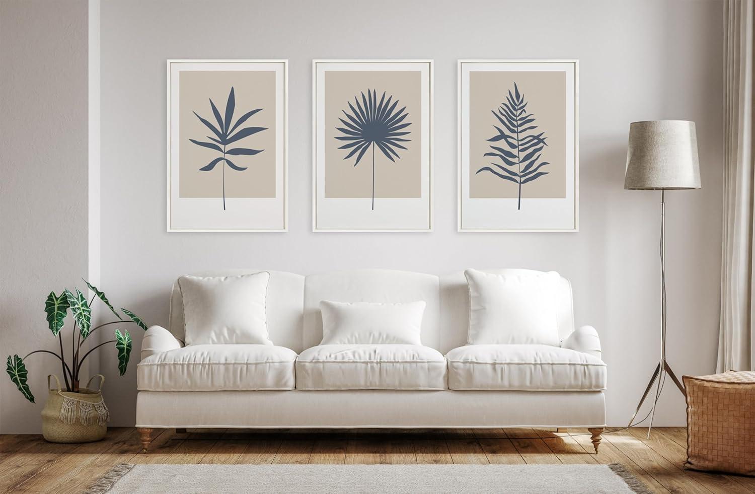 Kate & Laurel All Things Decor 23"x33" Sylvie Muted Tan and Blue Colorblock Botanical Palm Wall Art by The Creative Bunch Studio White