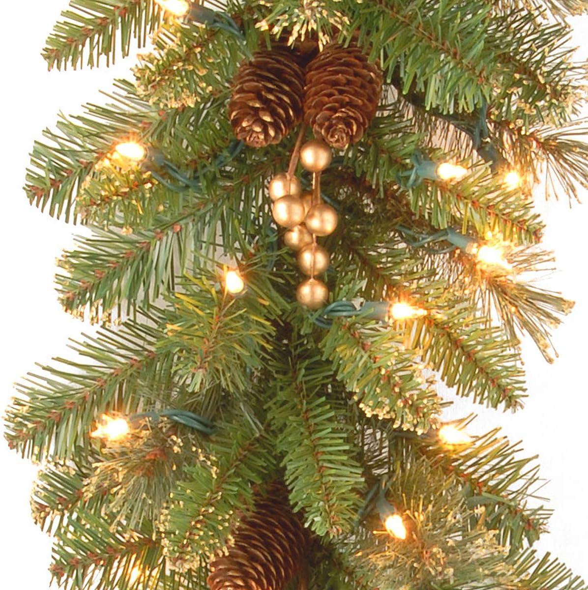 National Tree Company 9ft. Glittery Gold Pine Garland with Clear Lights