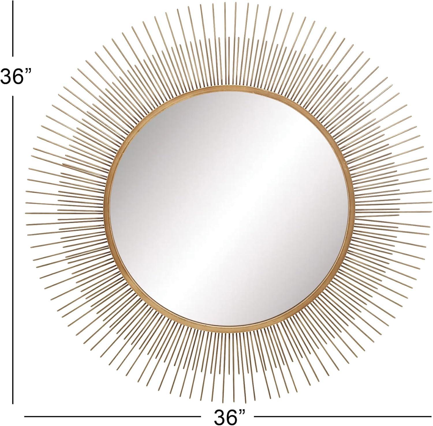 36" Metal Starburst Wall Mirror Gold - Olivia & May