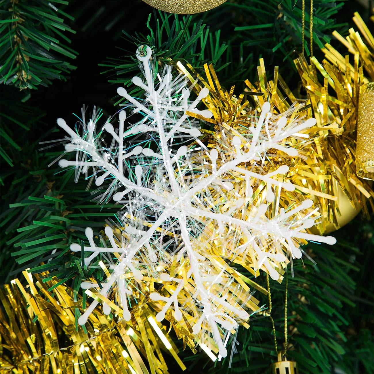 Bibana 94 PCS Christmas Tree Ornaments Set with Glitter Poinsettia, Bows, Ribbons, Leaves & Assorted Decoration Ball for Xmas Tree Holiday Wedding Party Decorations