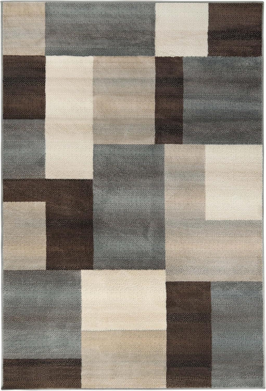 Superior Color Block Area Rug 6' x 9', Gray