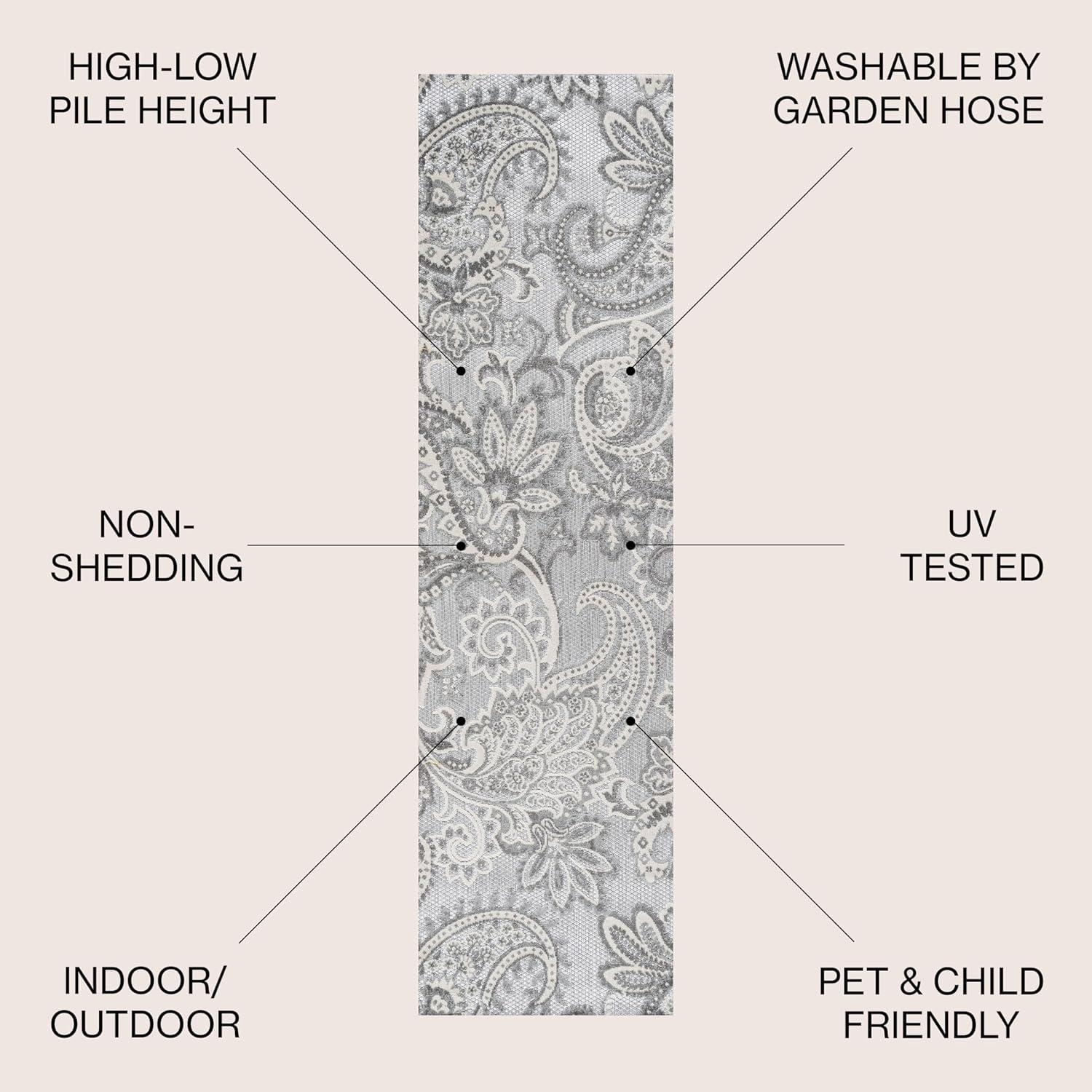 Julien Paisley High-Low Indoor/Outdoor Area Rug - JONATHAN Y