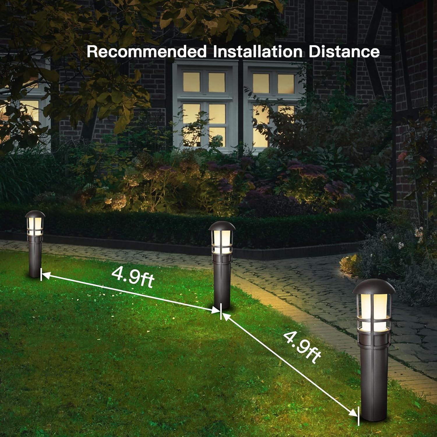 Bronze Aluminum LED Pathway Lights with Clear Glass Lens, 4-Pack