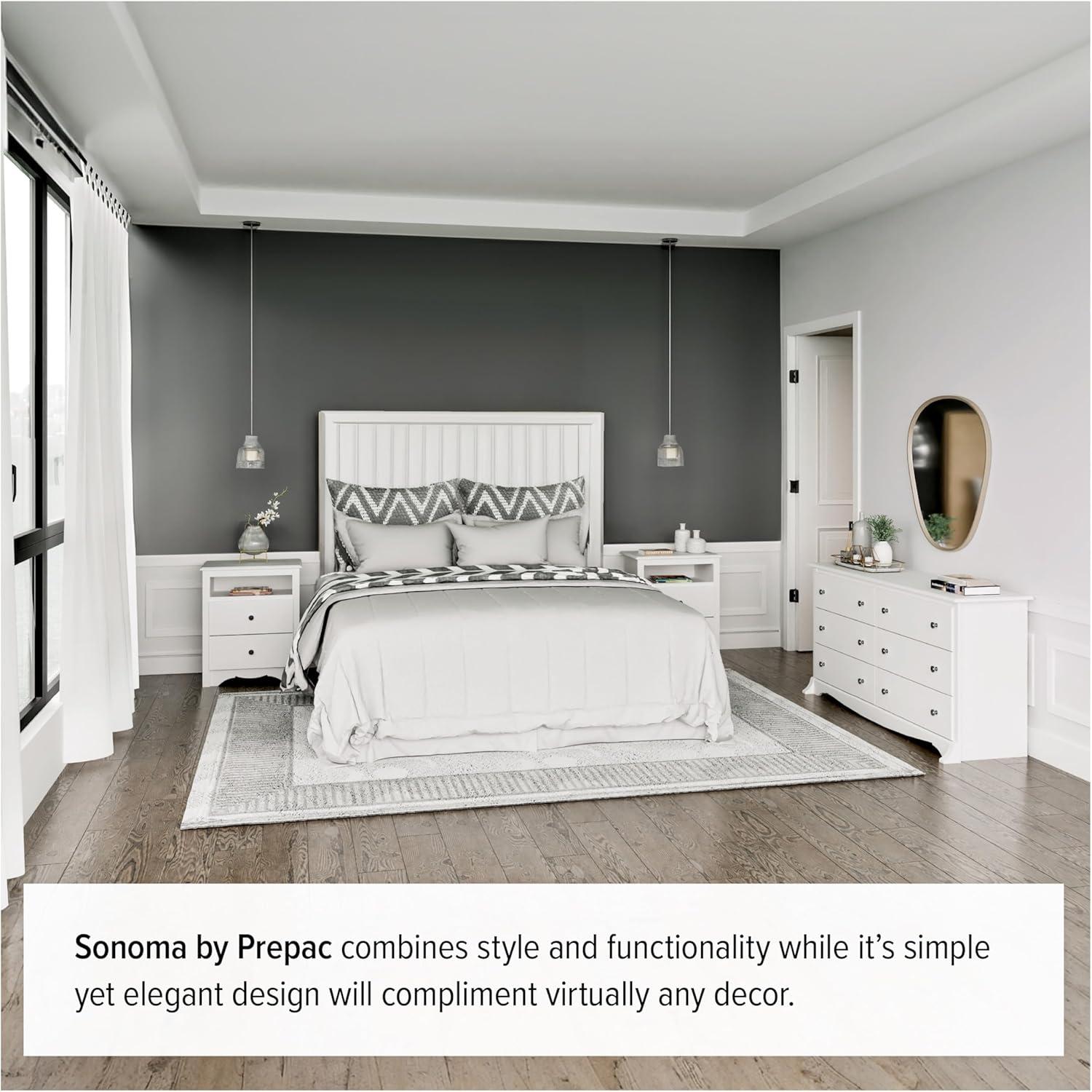 Prepac Monterey Armoire White: Transitional Style, Wood Composite, 2-Door Wardrobe for Hanging Clothes