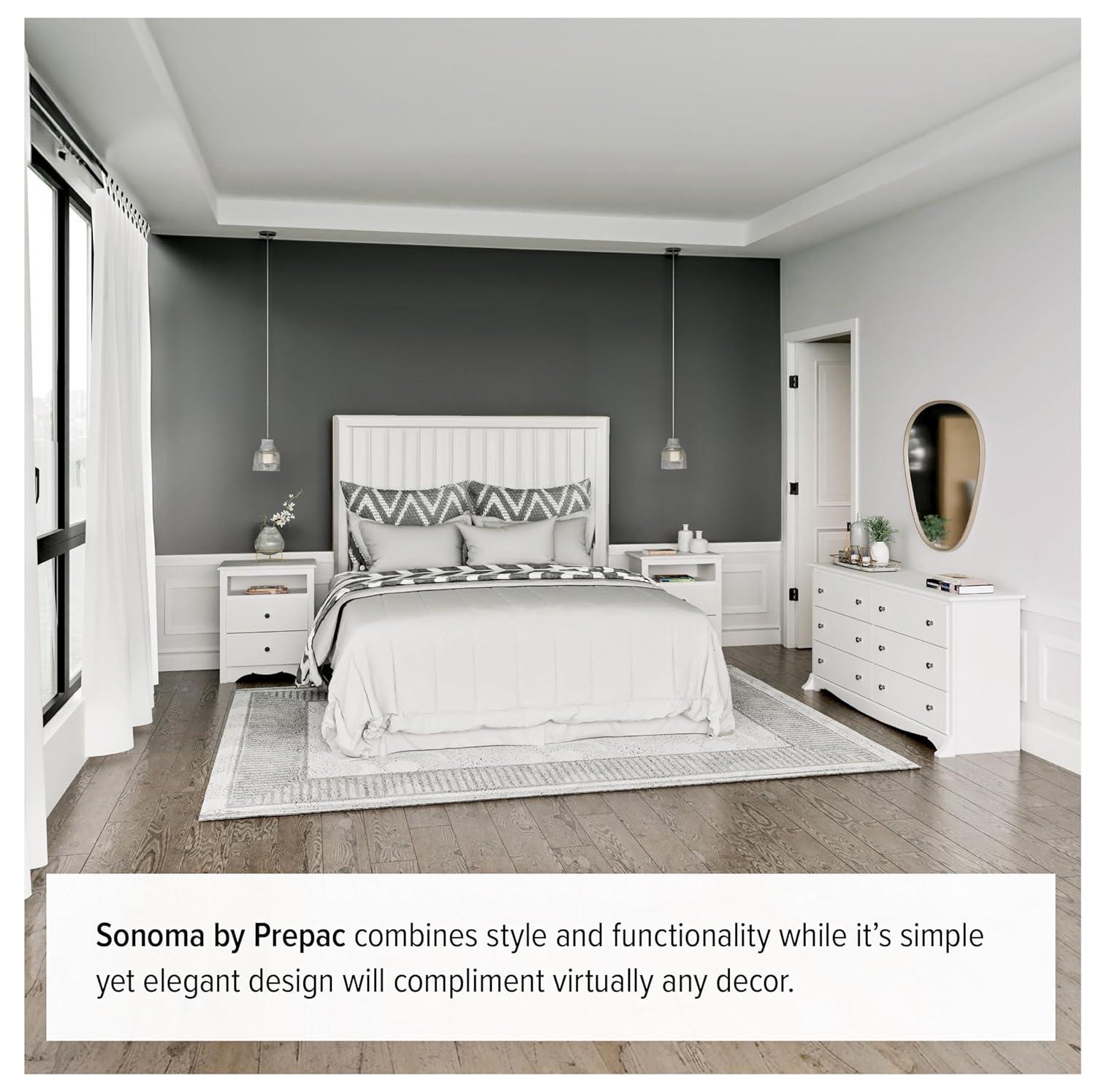 Prepac Monterey Armoire White: Transitional Style, Wood Composite, 2-Door Wardrobe for Hanging Clothes