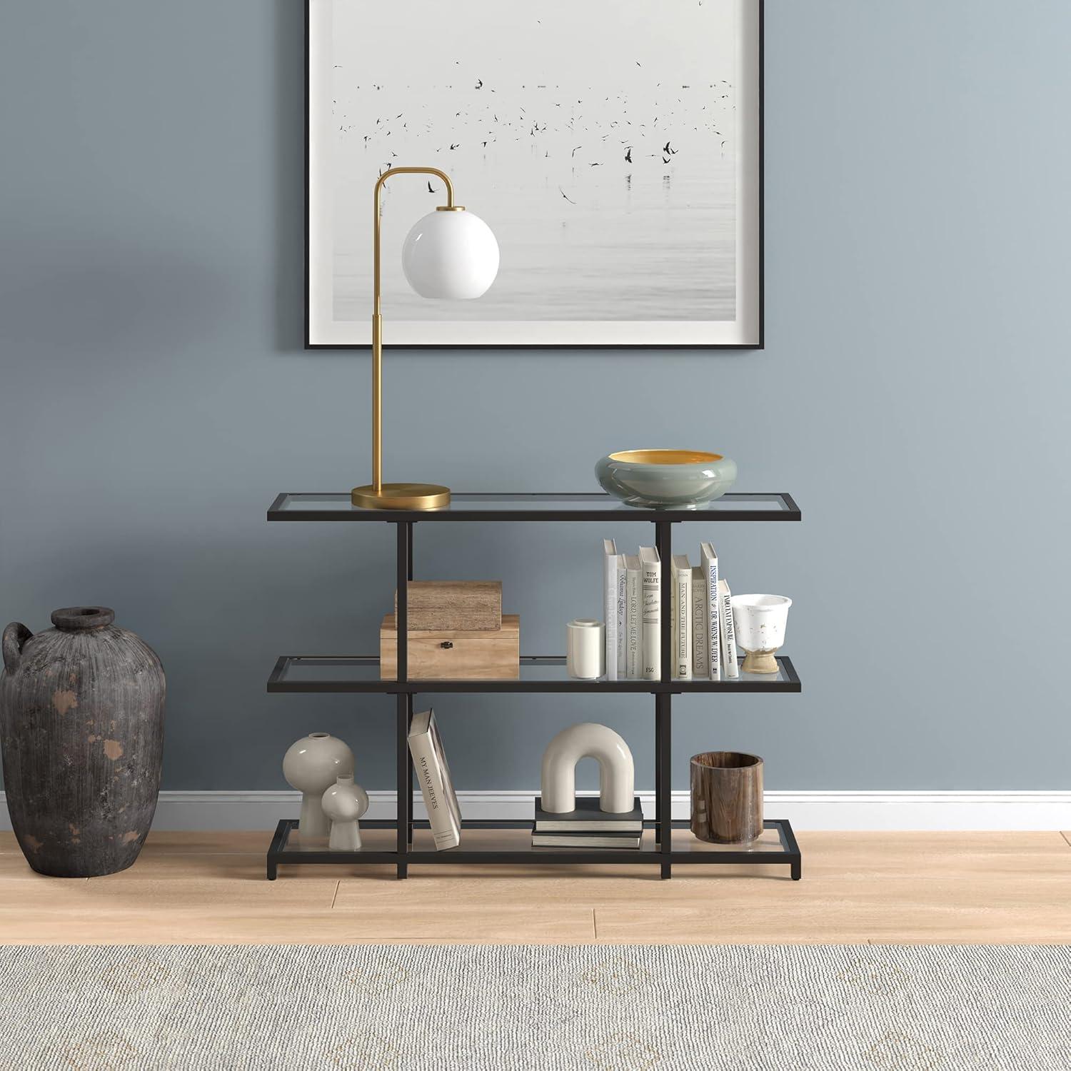 Evelyn&Zoe Greenwich 42" Wide Rectangular Console Table, Blackened Bronze