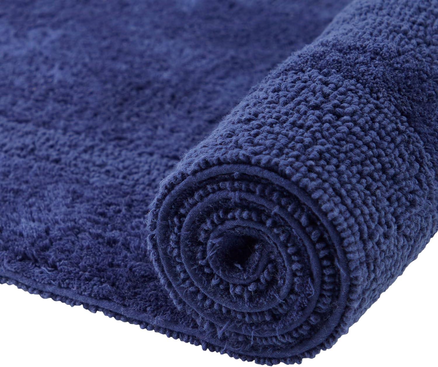 Annerose Collection 100% Cotton Reversible Machine Washable Bath Mats, Super Absorbent Bathroom Rugs