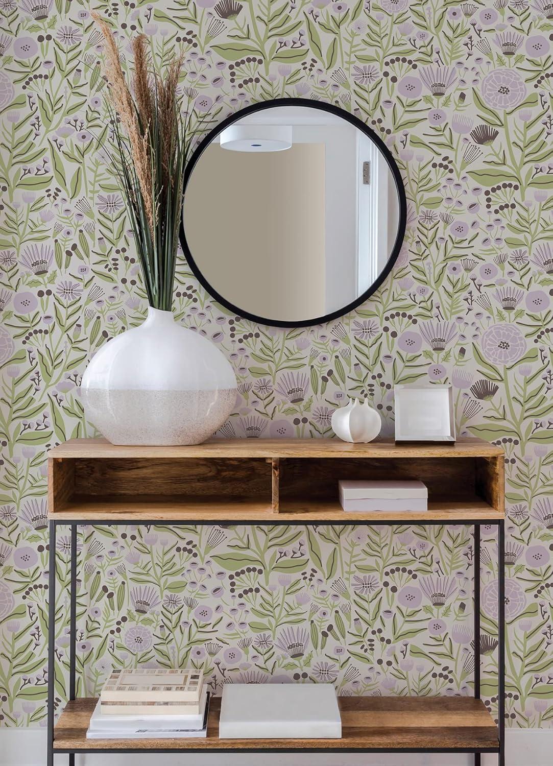 Leah Duncan Lilac Marigold Forest Peel & Stick Wallpaper, Purple