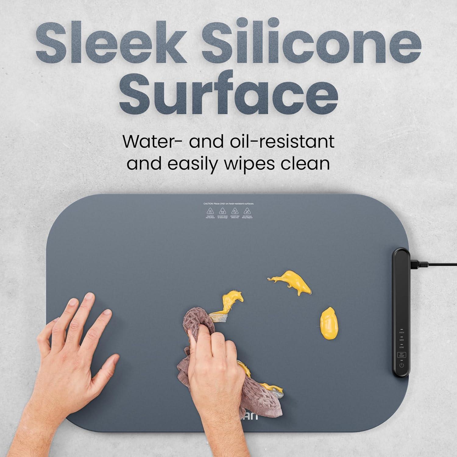 Chefman Roll n’ Go Food Warming Mat with Customizable Temperature Controls and Storage Bag - Grey