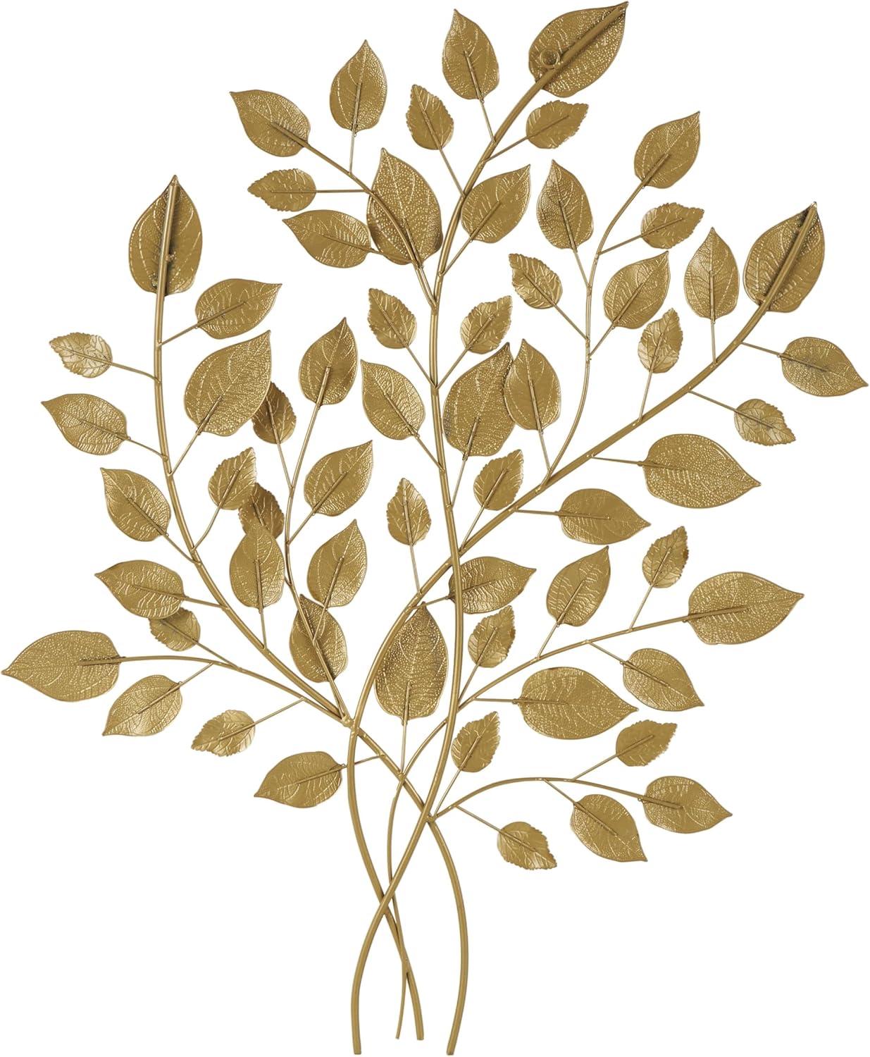 Metal Large Metallic Leaf Gold Wall Decor