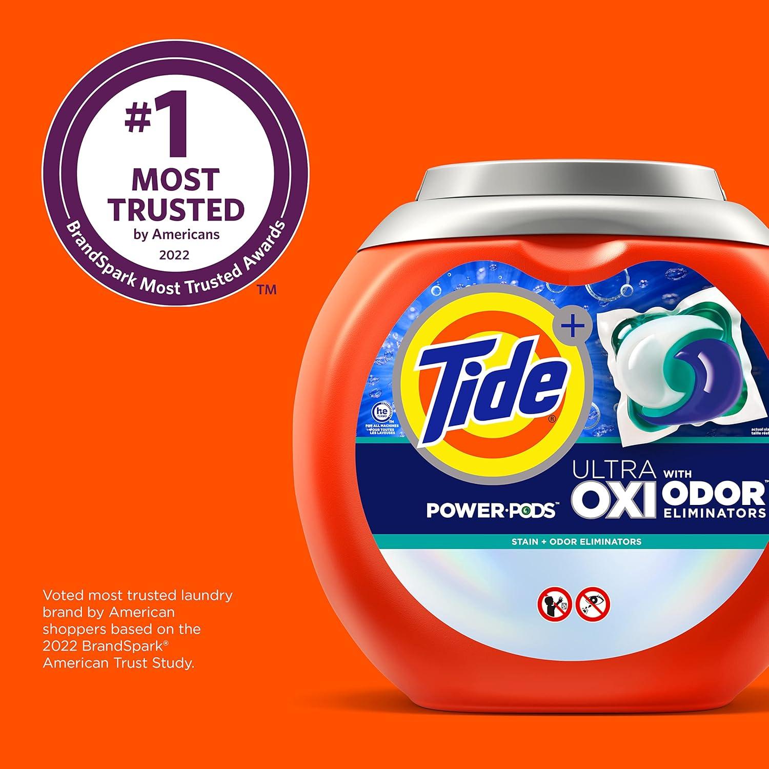 Tide Ultra Oxi Power Pods HE with Odor Eliminators for Visible and Invisible Dirt Laundry Detergent Soap Pacs - 40oz/25ct