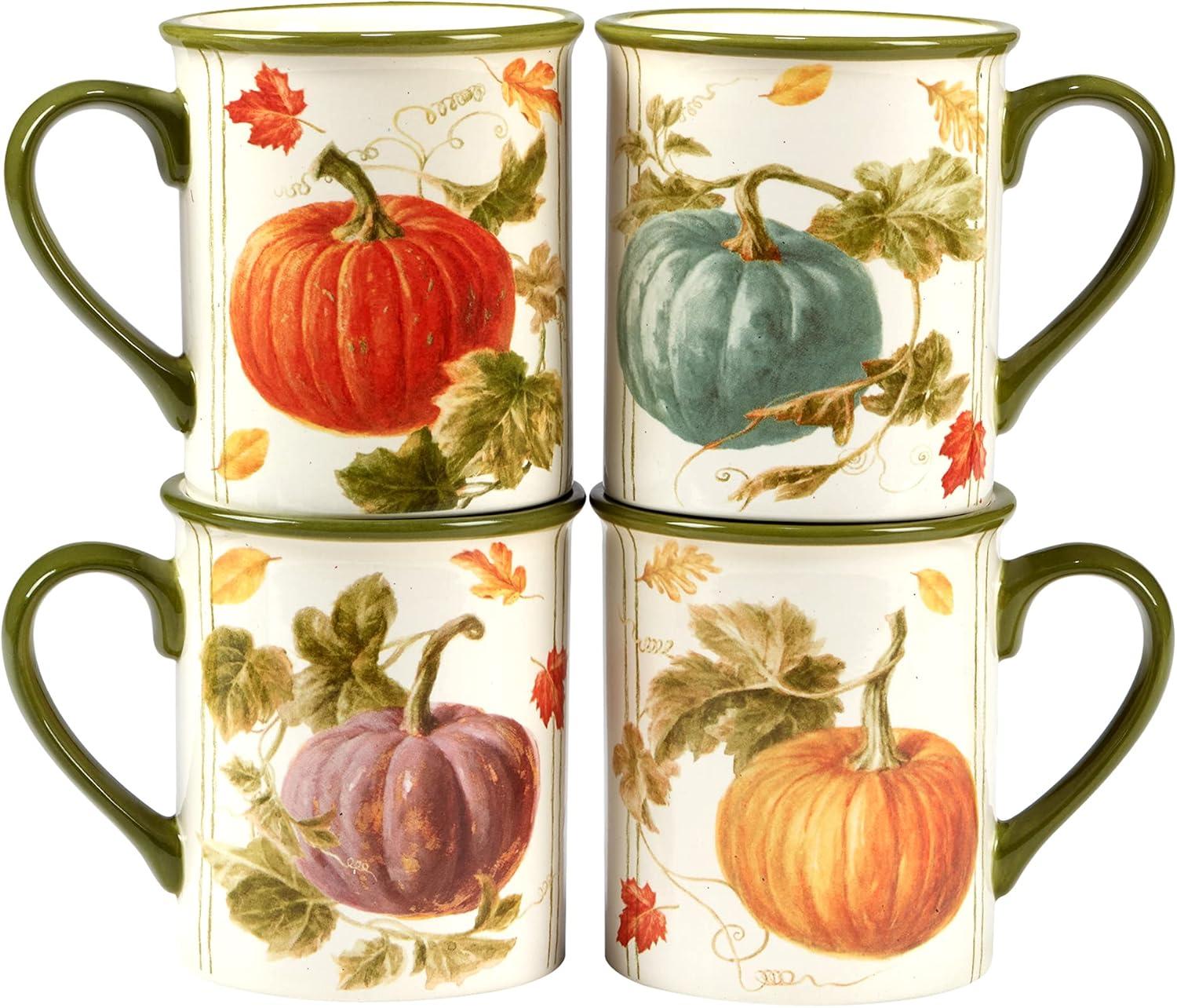 16oz Multicolor Ceramic Autumn Harvest Mug Set