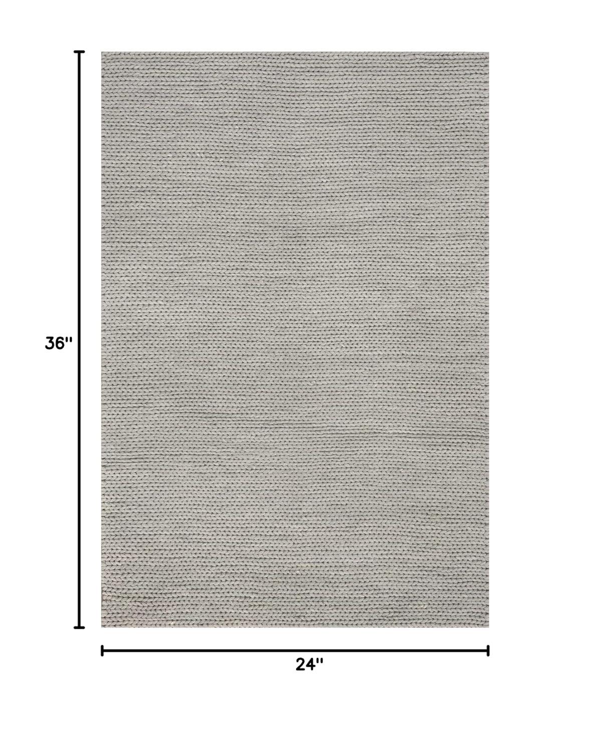 Handmade Braided Wool Light Gray Rug