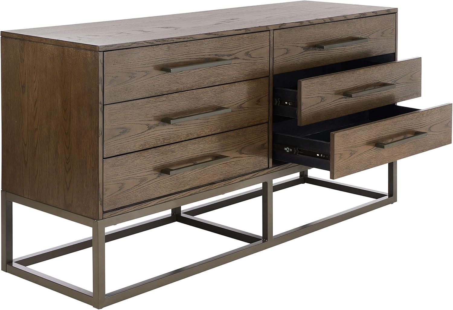 Estelle Ash Brown and Gunmetal Modern 6-Drawer Dresser