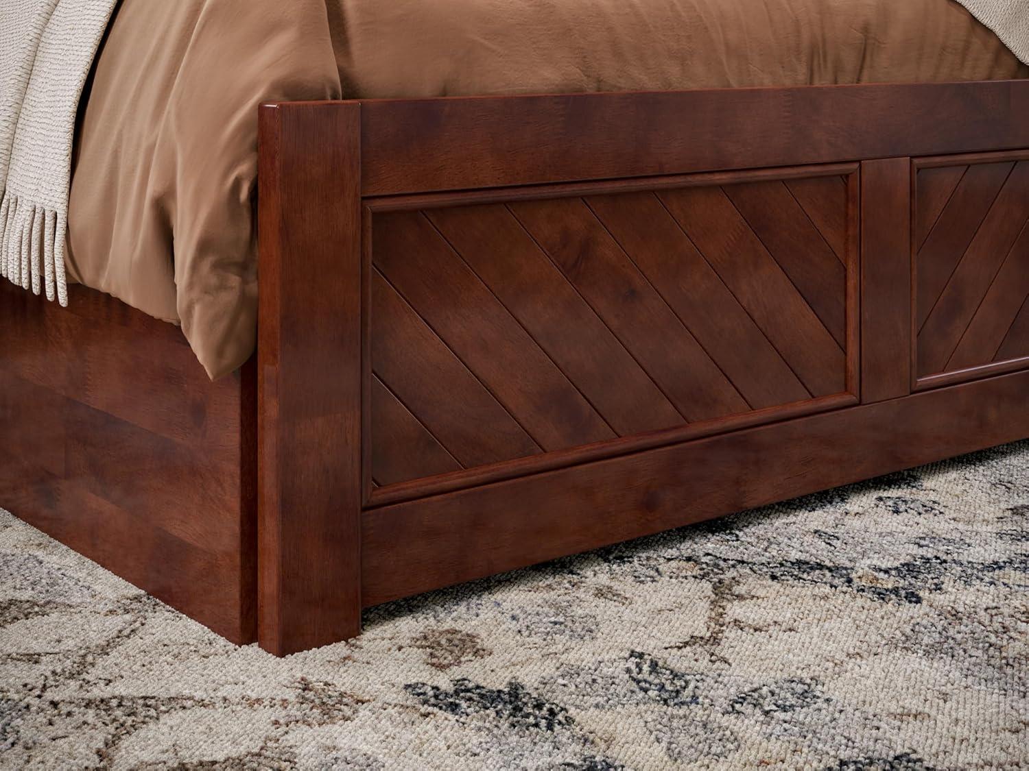 AFI Canyon Walnut Solid Wood Platform Bed with Matching Footboard & Twin-XL Trundle, King