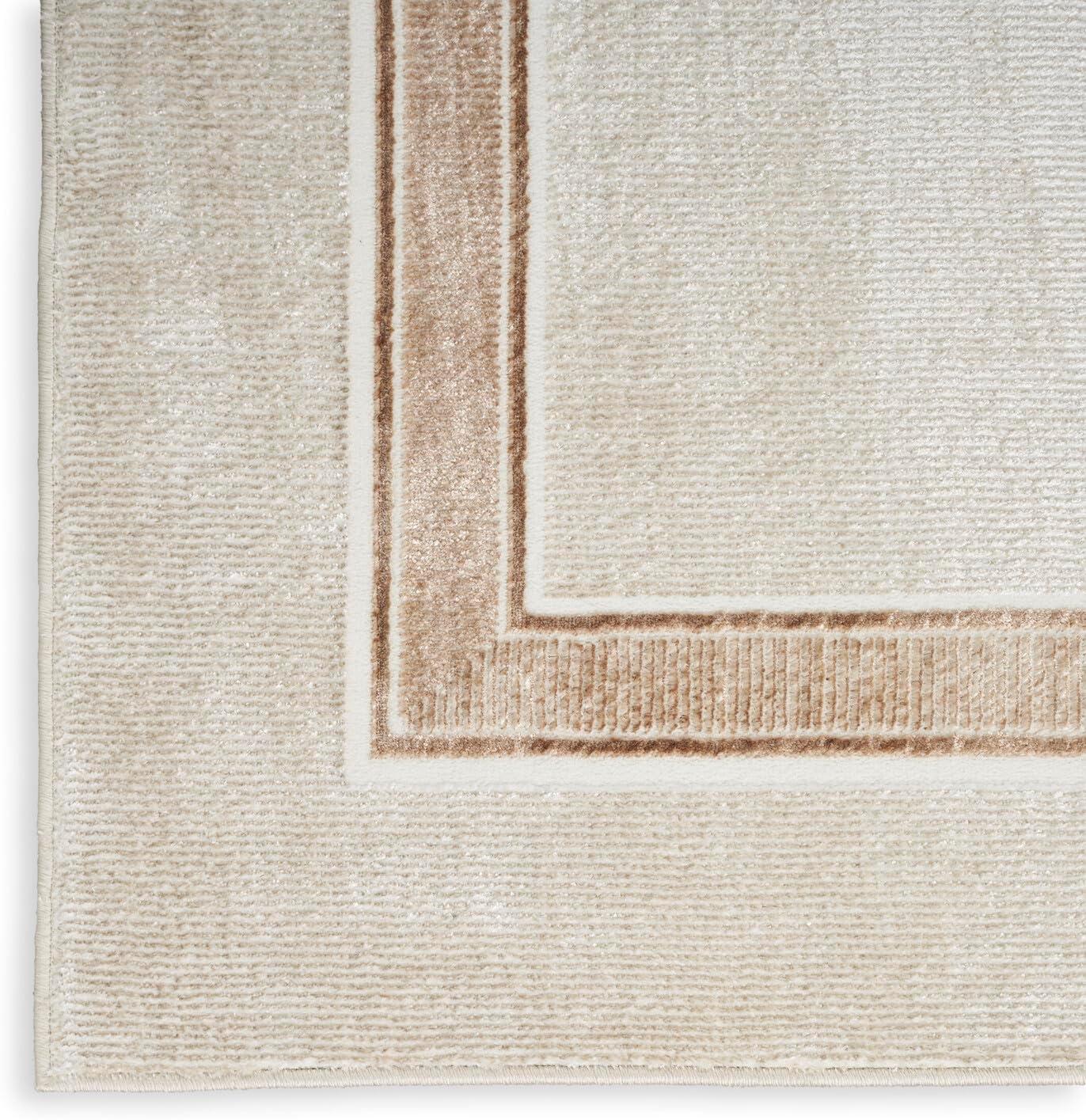 Ivory Cream Geometric 8' x 10' Easy-Care Synthetic Area Rug